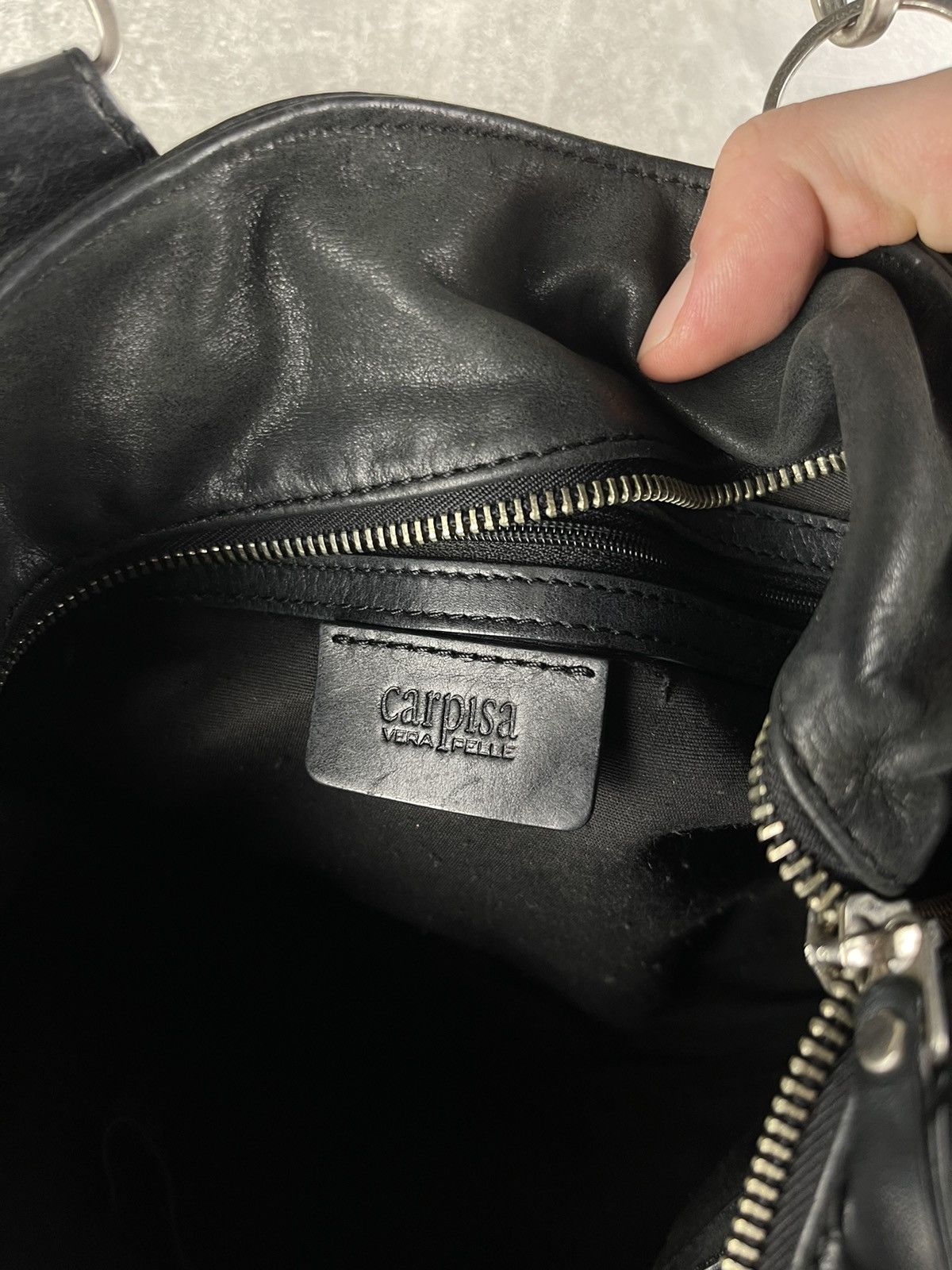 Other Carpisa Y2K Artisian Black Leather Multi Zip Shoulder Bag Size ONE SIZE - 10 Thumbnail
