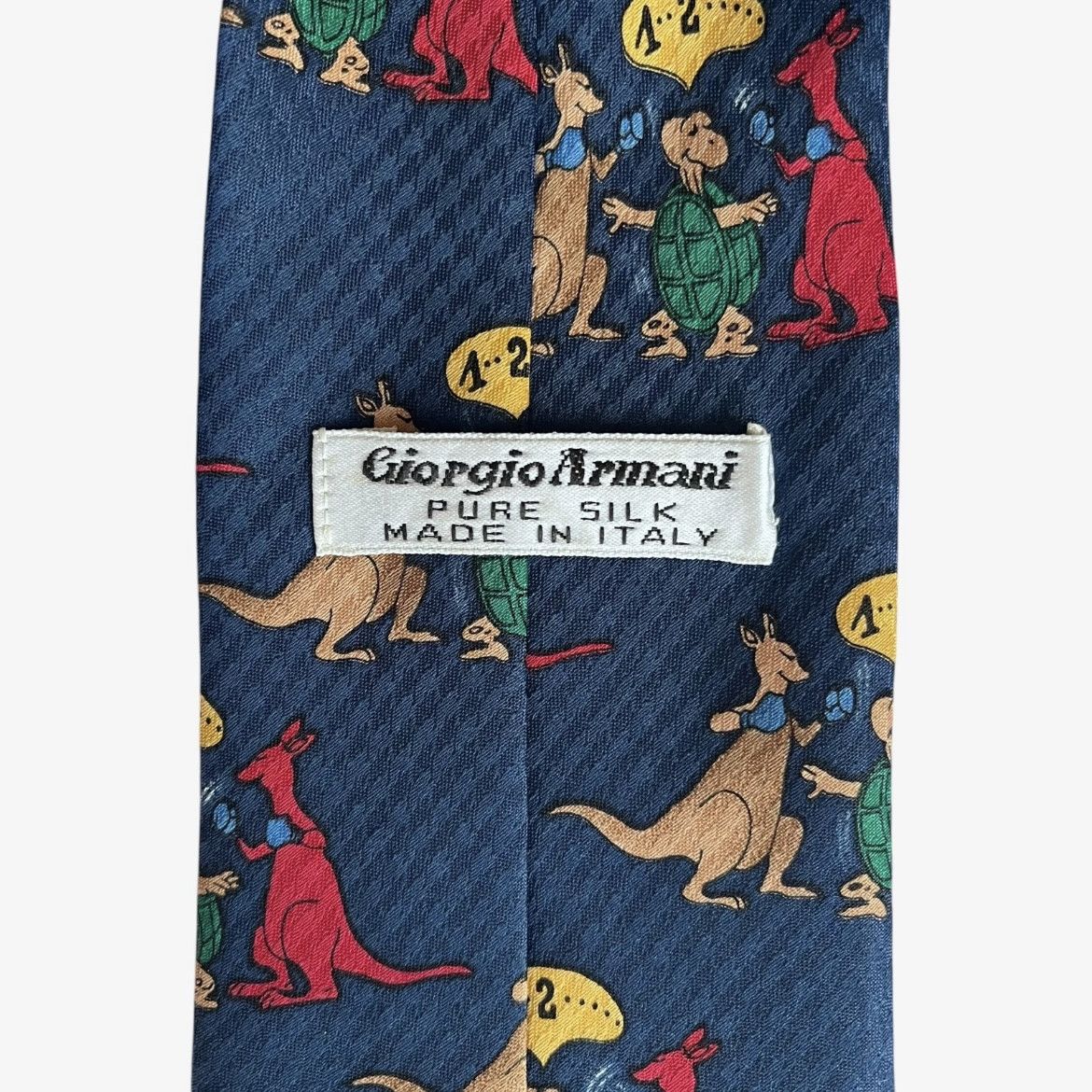 Giorgio Armani Vintage 90s Giorgio Armani Kangaroo & Turtle Boxing Silk Tie Size ONE SIZE - 2 Thumbnail