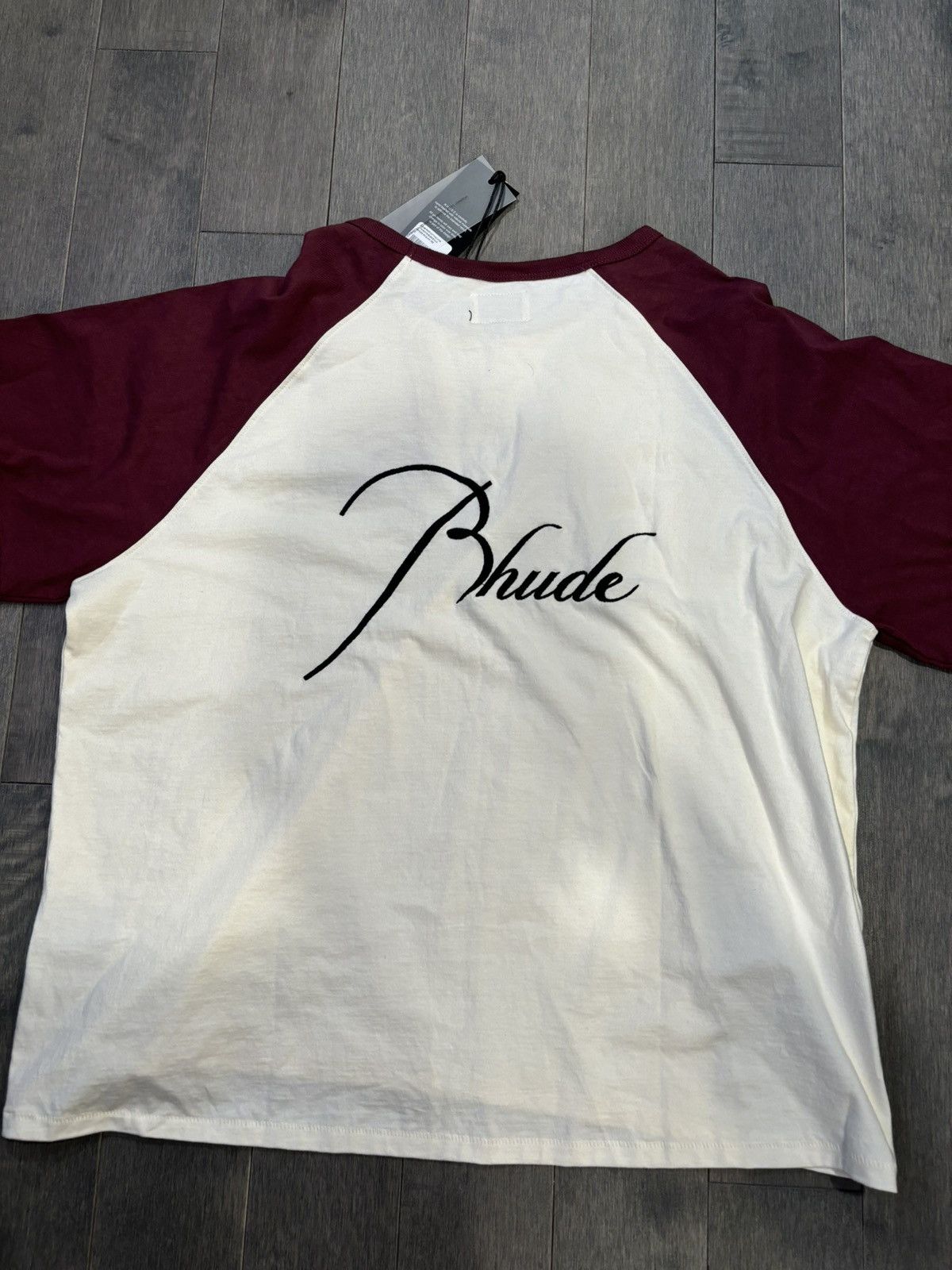 Rhude Rhude cream maroon T shirt large Size US L / EU 52-54 / 3 - 1 Thumbnail