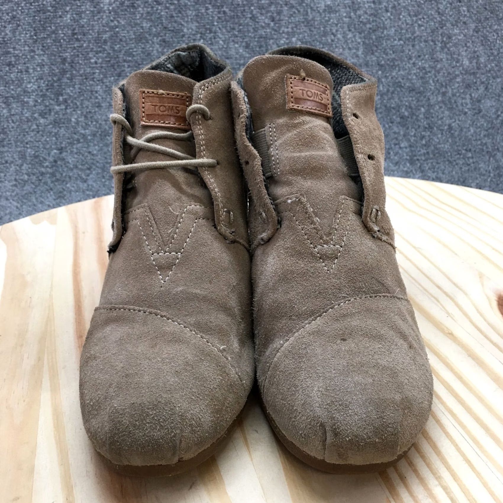 Toms TOMS Boots Womens 9.5 Desert Ankle Booties Brown Suede Lace Up Wedge Casual Shoes Size US 10 / IT 40 - 7 Thumbnail