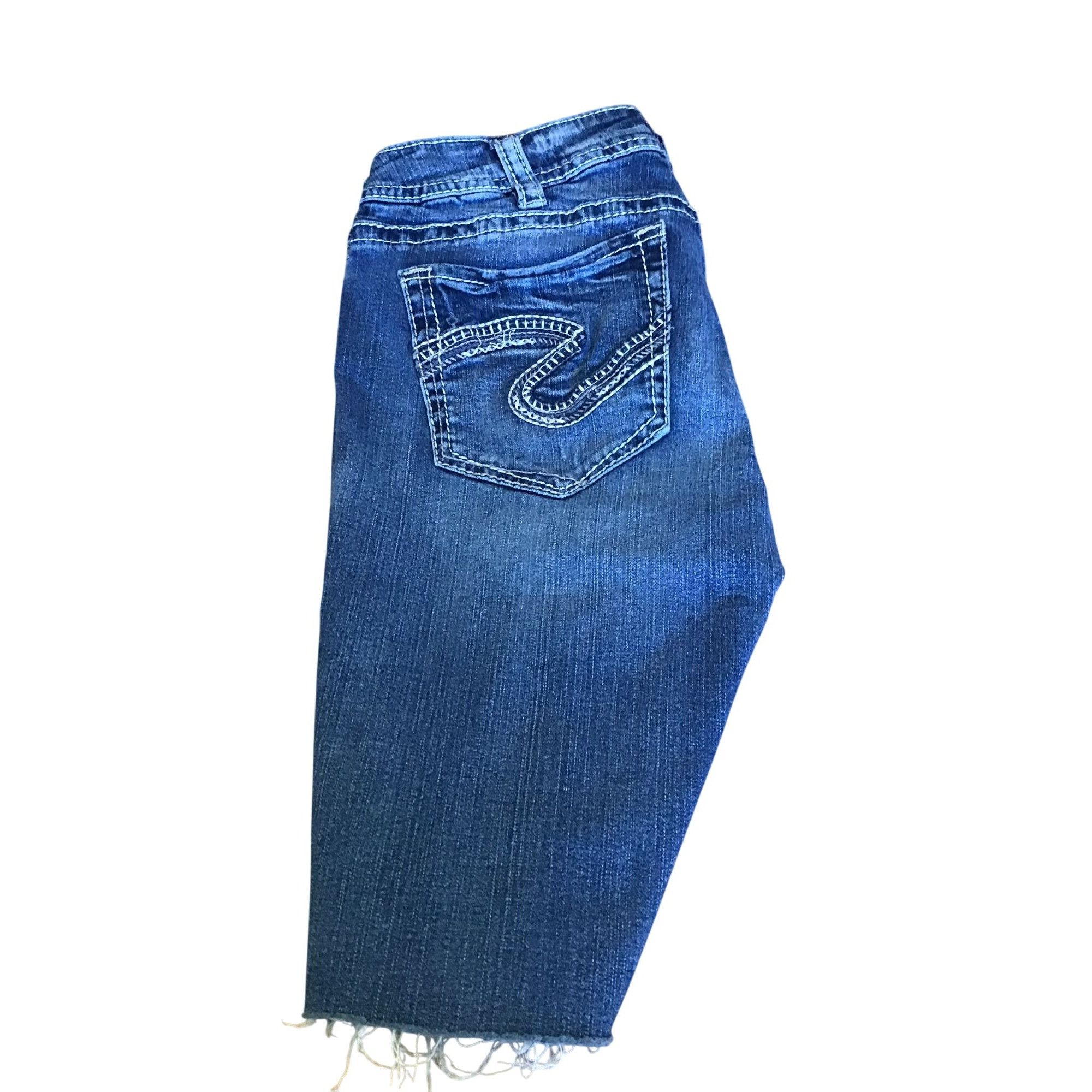 Silver Jeans Co. Fluid by Silver Jean Co. Denim Distressed Blue Jean Shorts Size 33" - 3 Thumbnail