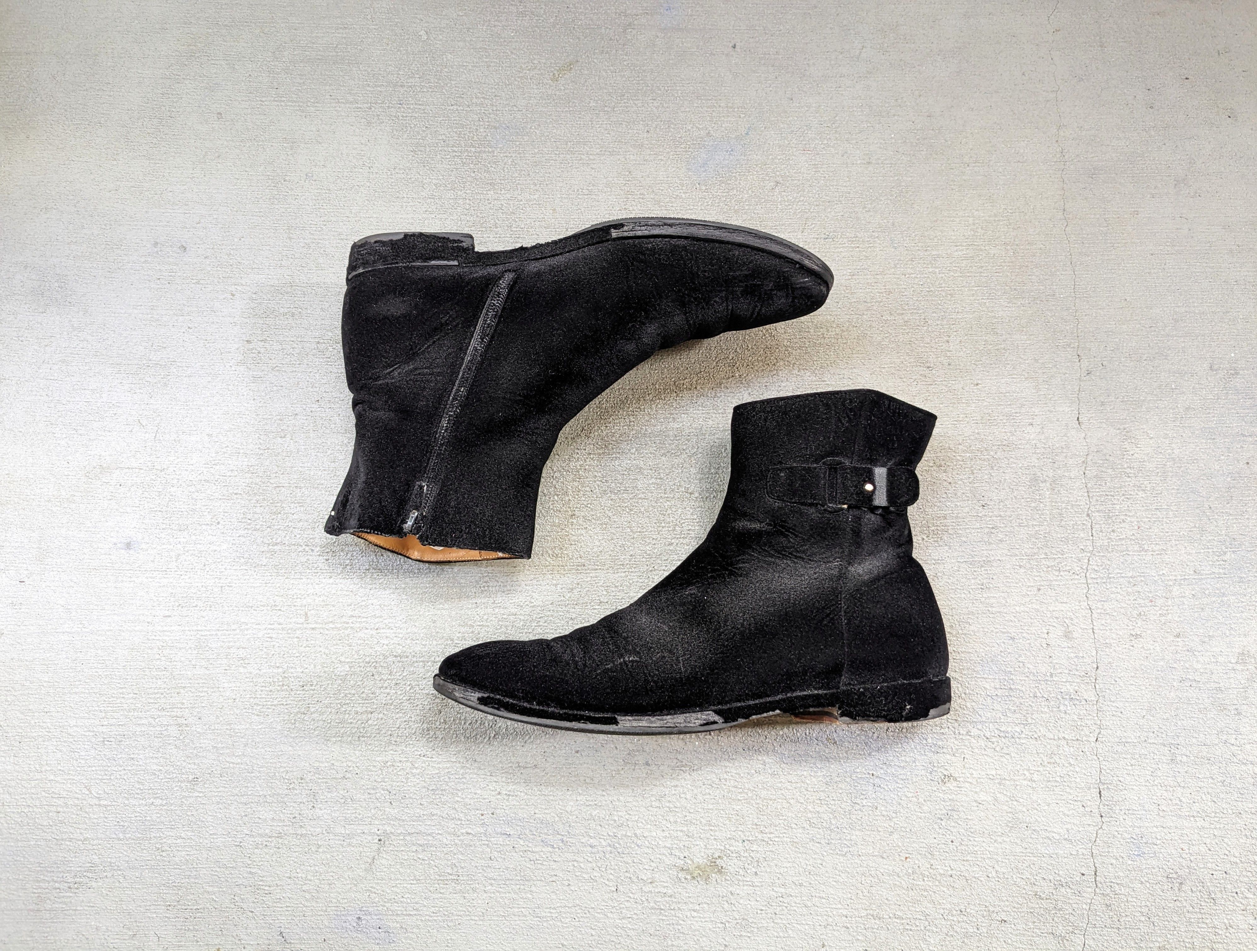 image of Maison Margiela Side Zip Boots Black 8 41 Felt Leather, Men's