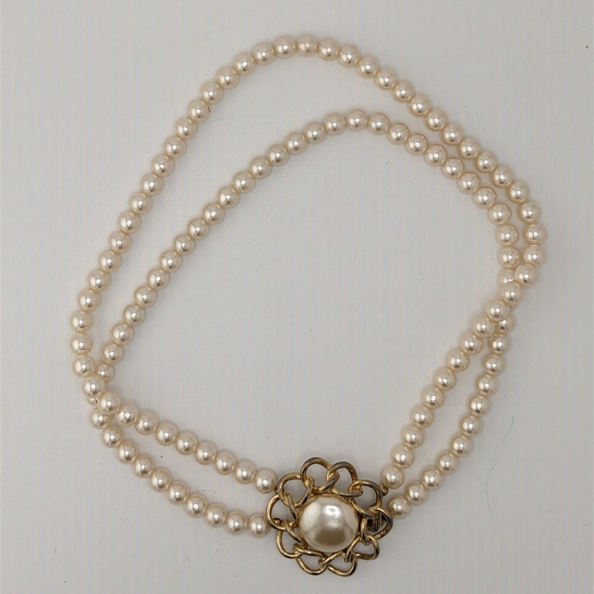 Other Vintage Midcentury Glam Double Strand Faux Pearl Necklace Wi Size ONE SIZE - 5 Thumbnail