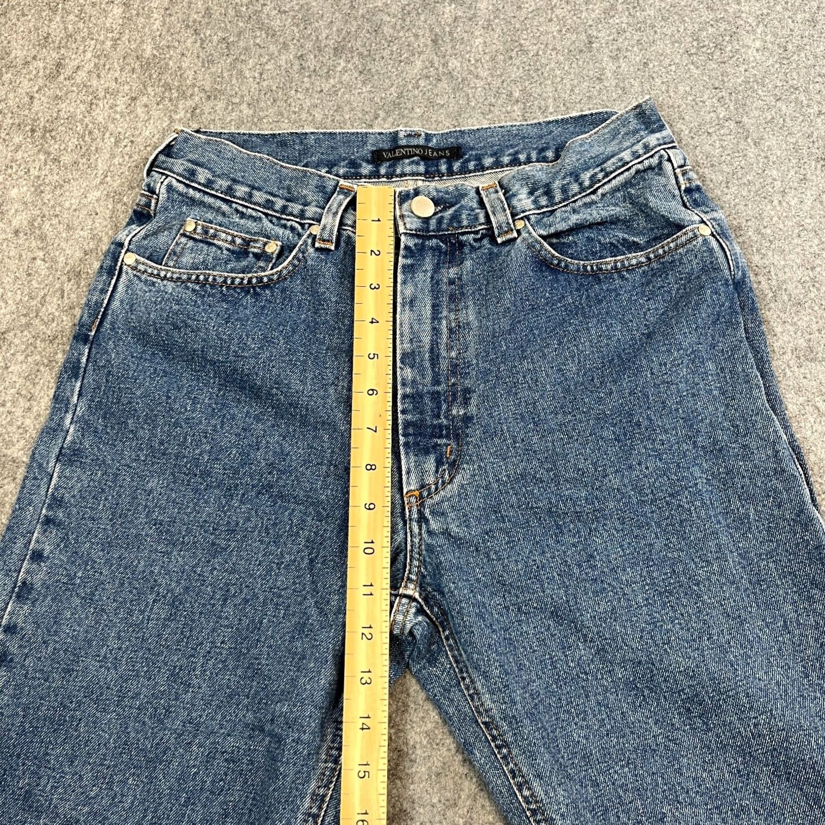 Valentino Valentino Jeans Regular Straight 29 34 Mid Wash Blue Mens Vintage Italy Denim 5-Pocket Design Cotton Button Logo Size US 29 - 5 Thumbnail