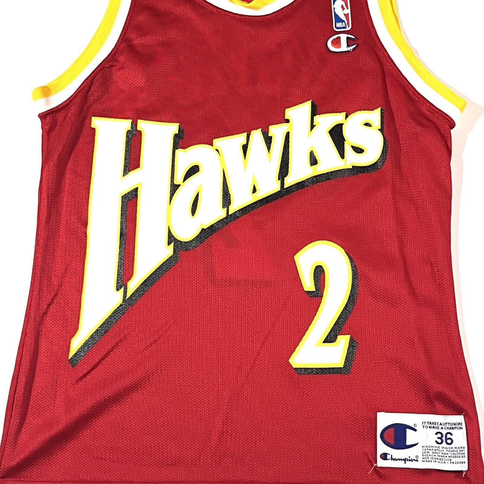 Vintage VTG Champion Atlanta Hawks Augmon Basketball Jersey 36 S Size US S / EU 44-46 / 1 - 3 Thumbnail
