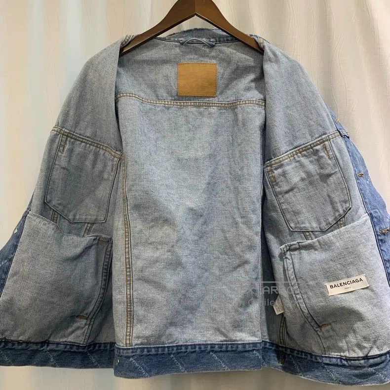 Balenciaga Balenciaga Fully Printed Blue Denim Jacket Size US XXS / EU 40 - 6 Thumbnail