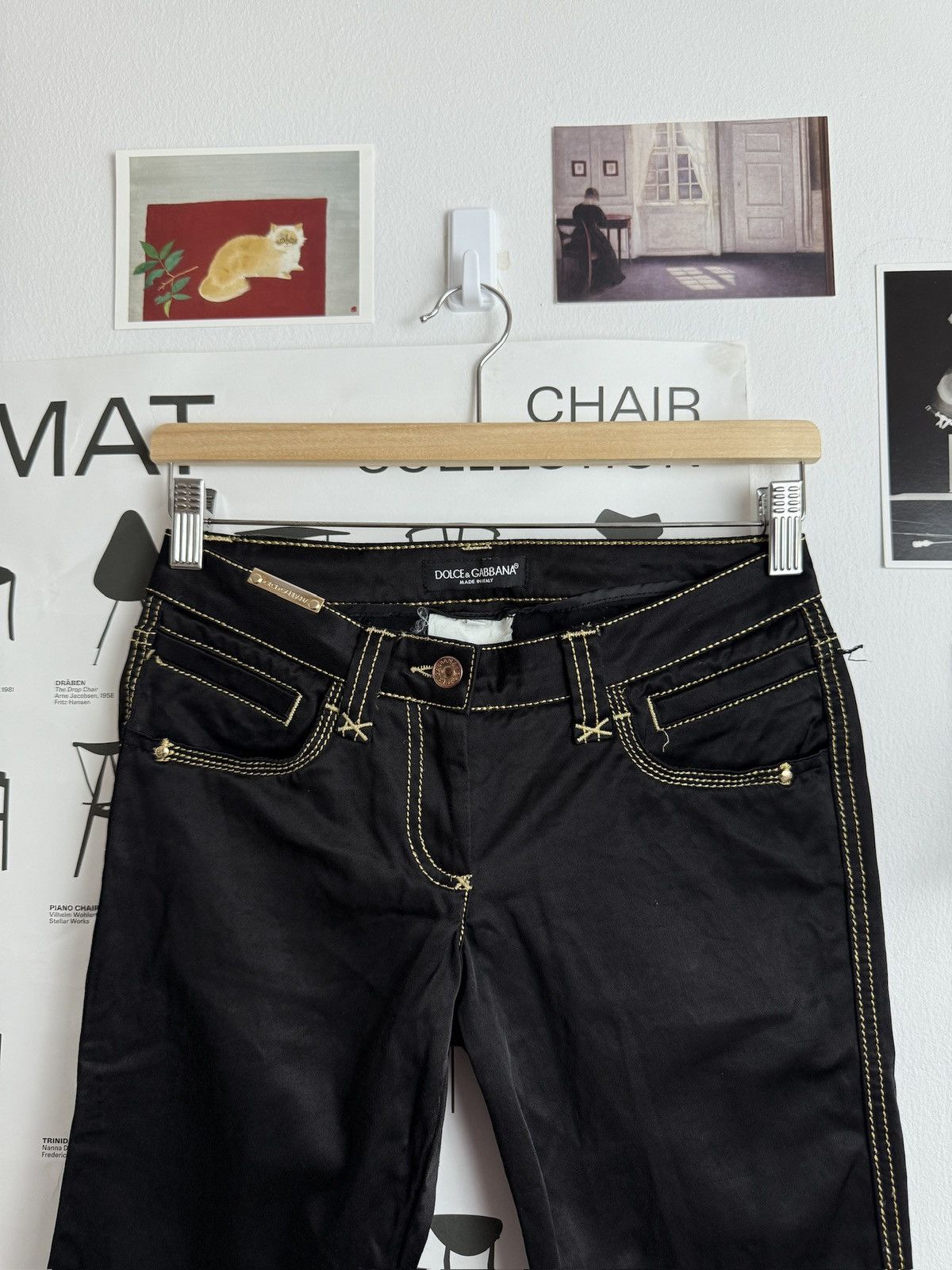 Designer × Dolce & Gabbana × Vintage Dolce & Gabbana black gold stitched pants 27 designer luxury Size 27" / US 4 / IT 40 - 3 Thumbnail