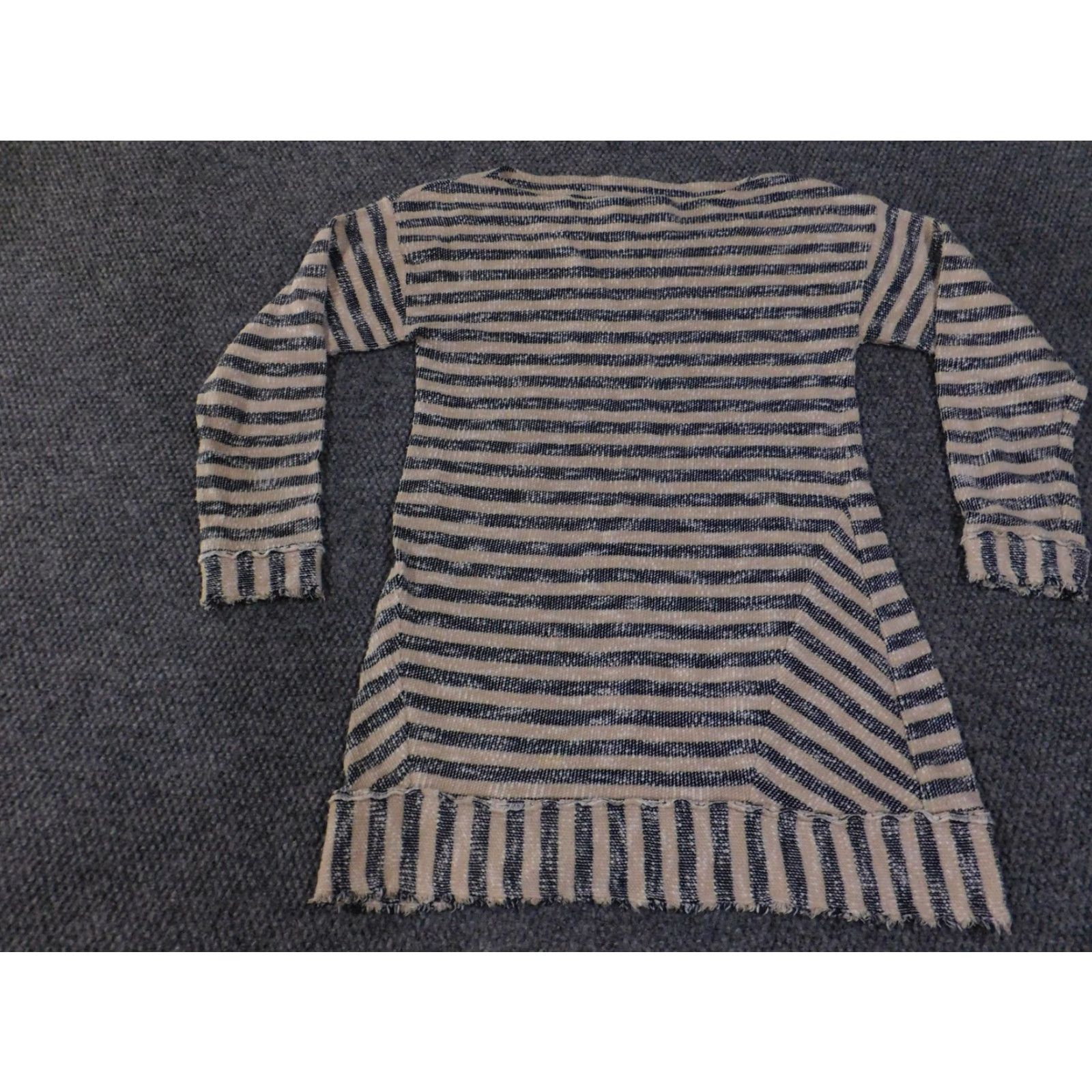 Soft Surroundings Soft Surroundings Sweater Tunic Womens Medium Blue Beige Striped Cotton Boho Size M / US 6-8 / IT 42-44 - 3 Thumbnail