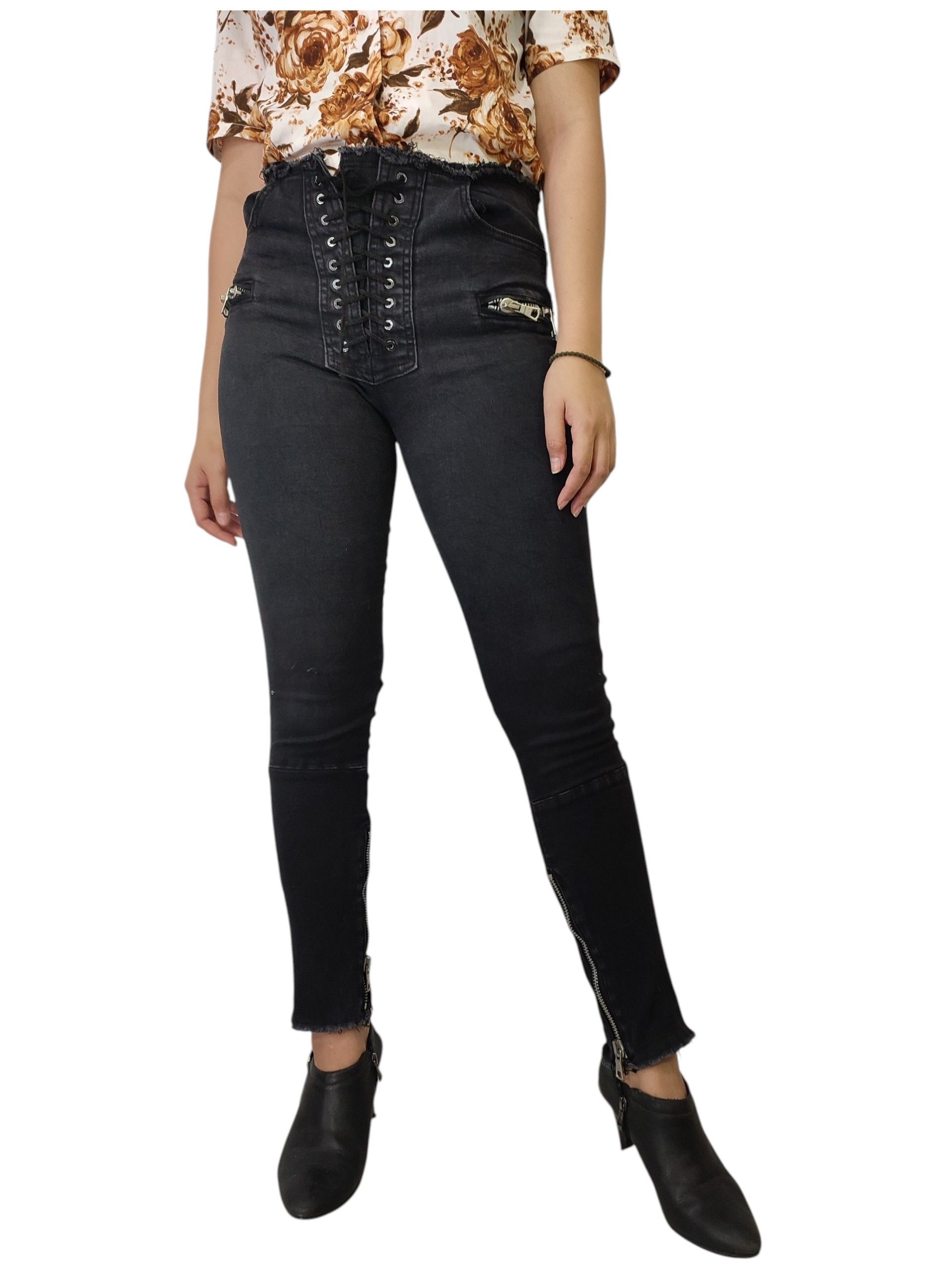 Ben Taverniti Unravel Project Unravel Project- Gothic Glam Rock Lace Up Skinny Jeans Size 28" / US 6 / IT 42 - 1 Thumbnail