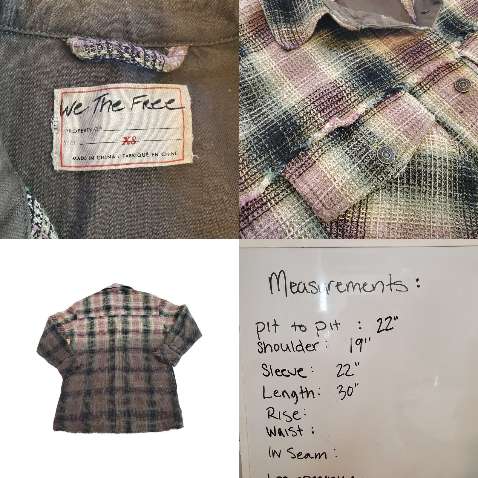 Free People Free People Anneli Shirt Shacket Oversized XS Green Purple Check Plaid Women Size XS / US 0-2 / IT 36-38 - 8 Thumbnail