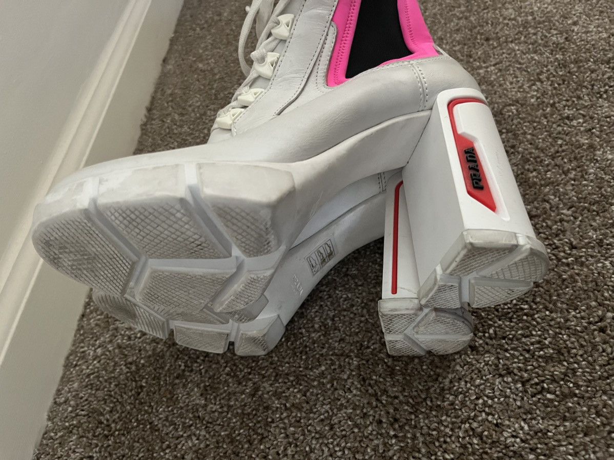 Prada Vintage PRADA white biker boot heels Size US 8.5 / IT 38.5 - 4 Thumbnail