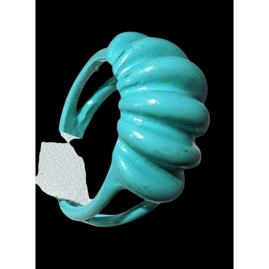 Other Mermaidcore Blue Scalloped Metal Enamel Coated Ring Size 5 Size ONE SIZE - 2 Thumbnail