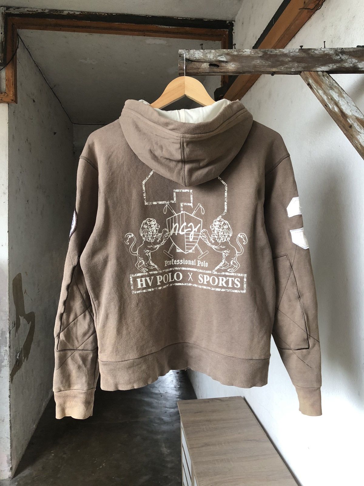 image of Beverly Hills Polo Club x Vintage Hv Polo Sport Distressed Hoodie in Brown, Men's (Size Small)