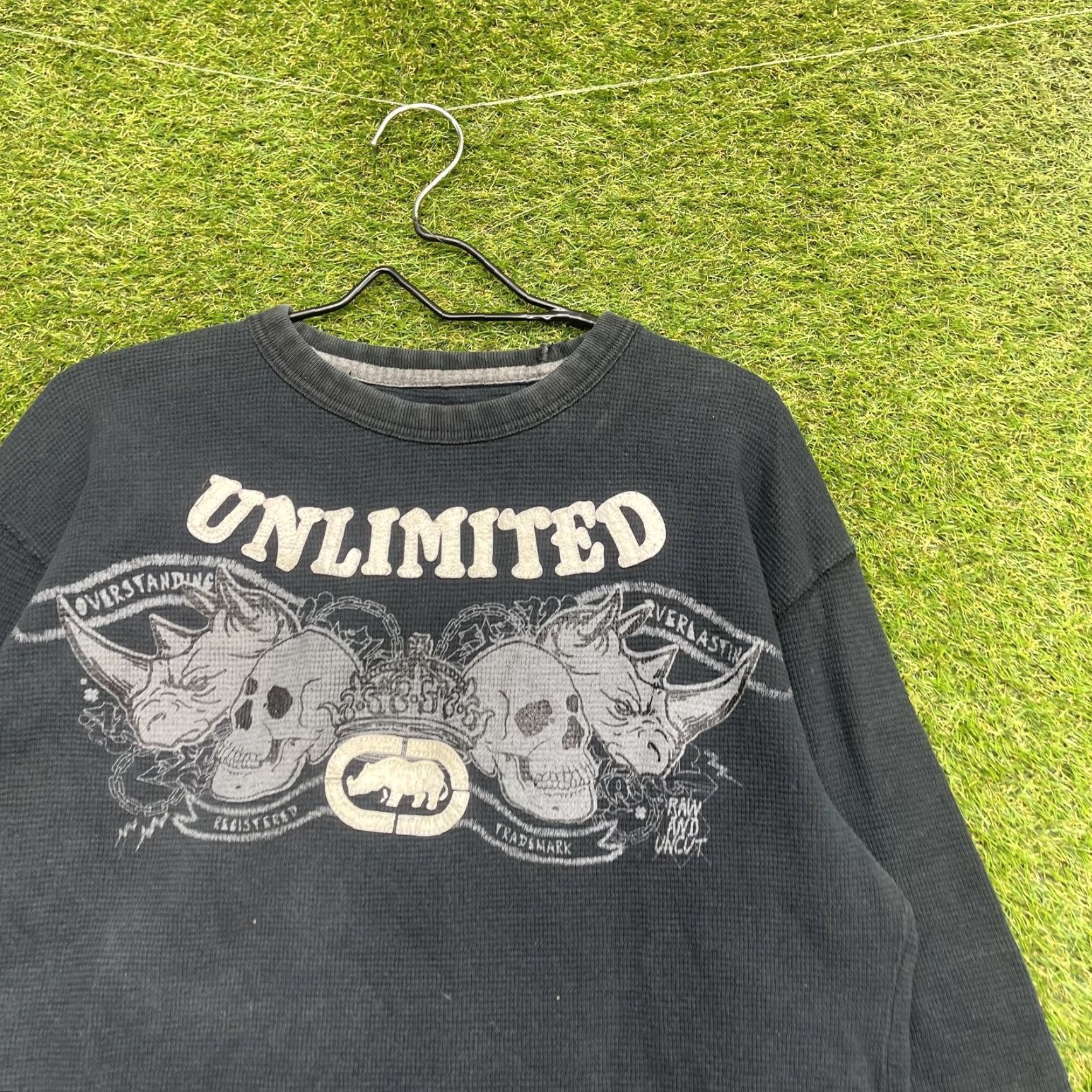 Ecko Unltd. VINTAGE Ecko Unltd Shirt Mens XL Black Thermal Long Sleeve Skull Rhino Graphic Tee Size US XL / EU 56 / 4 - 2 Thumbnail