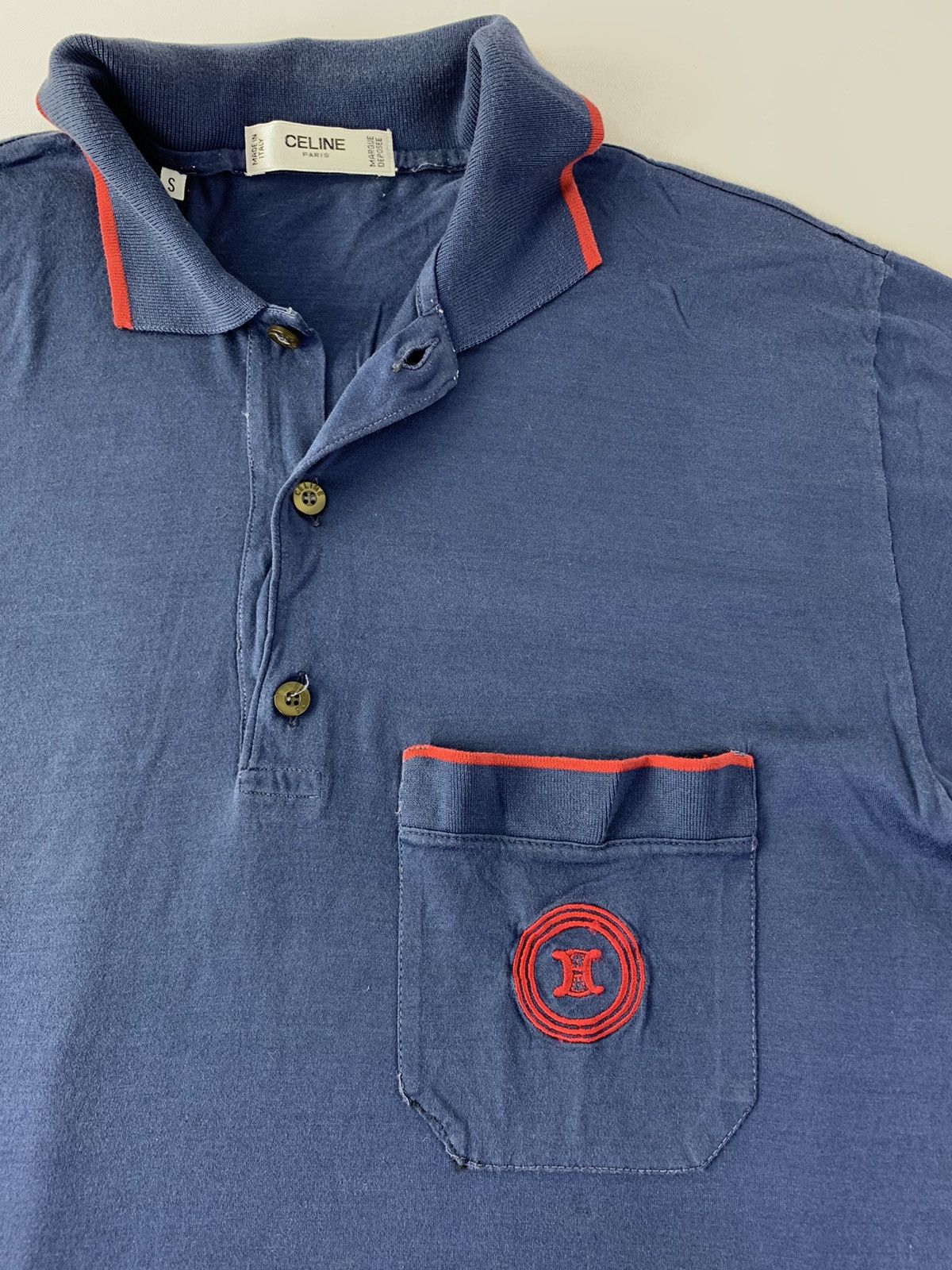 Celine Celine Paris Made In Italy Single Pocket Polo Tee T-shirt Size US S / EU 44-46 / 1 - 4 Thumbnail