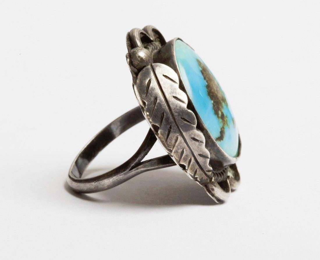Designer Sterling Silver Turquoise Ring Size ONE SIZE - 5 Thumbnail