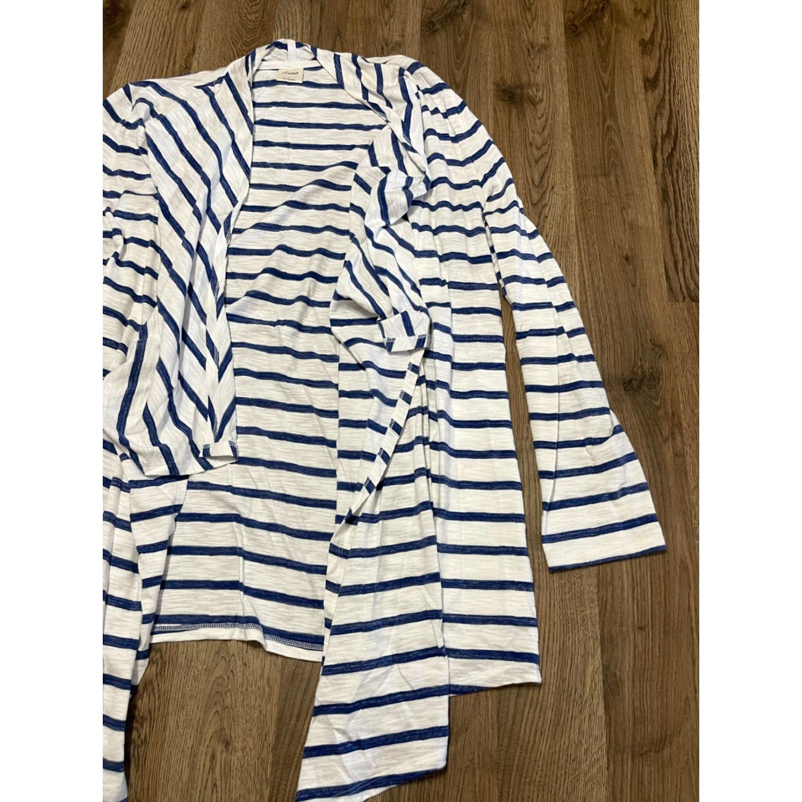 Vintage Soma Sweater Cardigan, Women's L, White Blue Striped Open, Regular Fit, Casual, 3-Season Womens Size L / US 10 / IT 46 - 4 Thumbnail