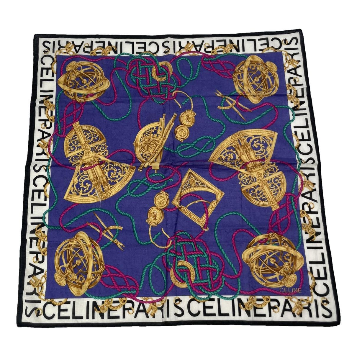 Celine Purple Silk Scarf Size ONE SIZE - 1 Thumbnail