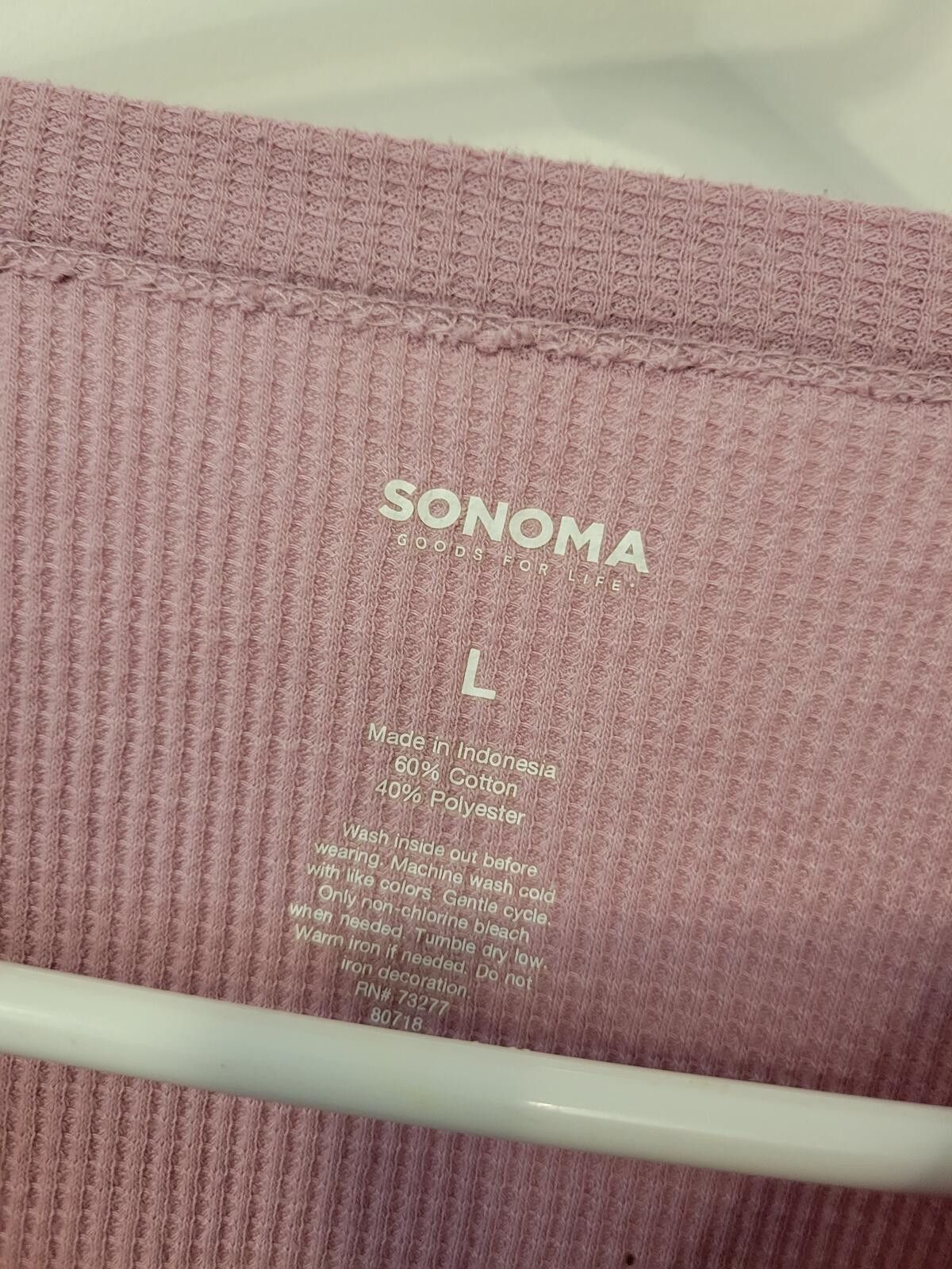 Sonoma Women's Sonoma Long Sleeve Waffle Knit Shirt, Size Large Size L / US 10 / IT 46 - 3 Thumbnail
