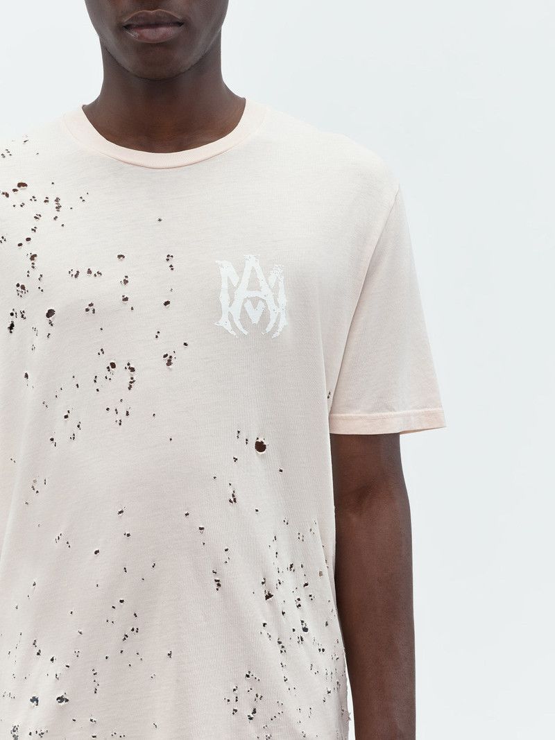 Amiri o1mle0426 Washed Shotgun Short Sleeve Tee Shirt in Neutrals Size US L / EU 52-54 / 3 - 5 Thumbnail