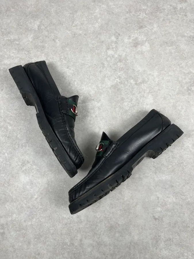 Gucci Gucci Black Signature Leather Loaffers Size US 13 / EU 46 - 7 Thumbnail