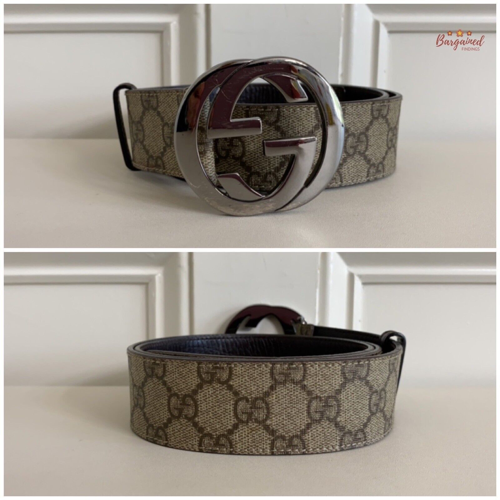 Gucci Gucci Brown GG Supreme Canvas Leather Silver G Buckle Size 34 - 2 Thumbnail