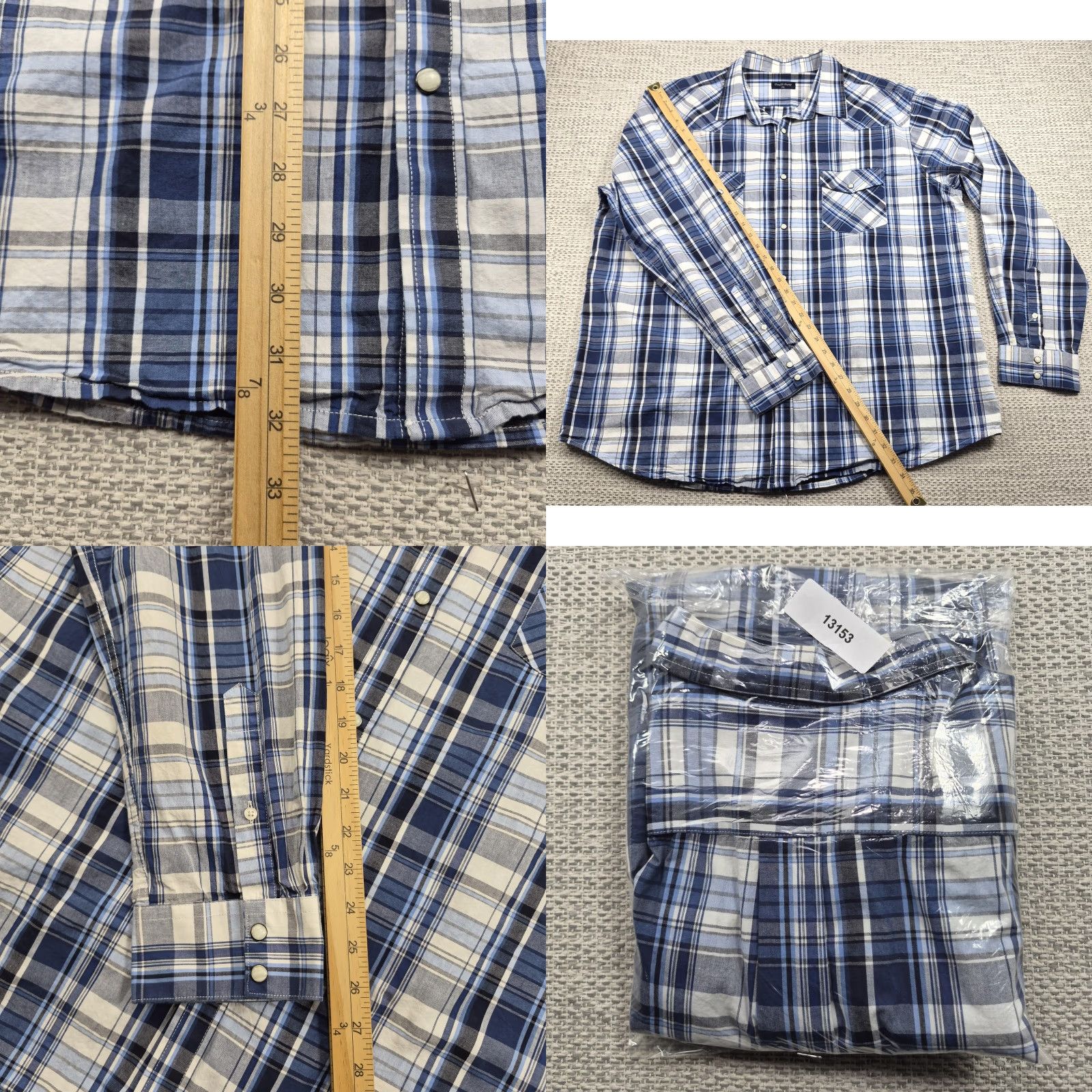 Doublet Double Pump Shirt Mens 2XL Blue Plaid Long Sleeve Western Pearl Snap Cowboy Shirt Size US XXL / EU 58 / 5 - 9 Thumbnail