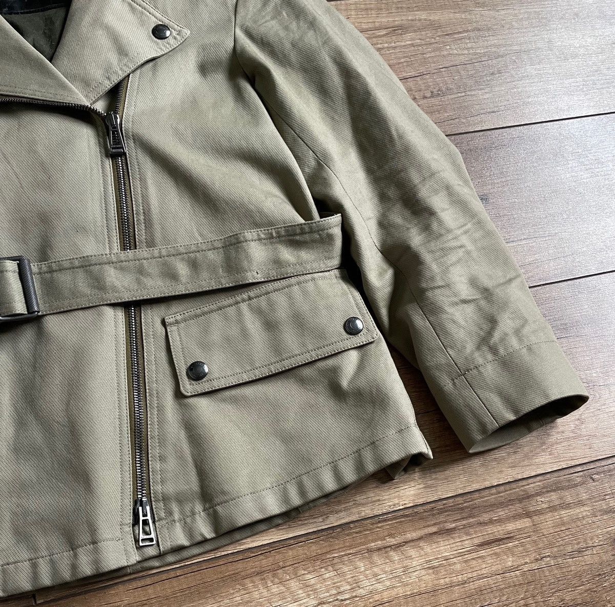 Belstaff Belstaff Women's Olive Asymmetric Biker Cotton Jacket Size S / US 4 / IT 40 - 4 Thumbnail