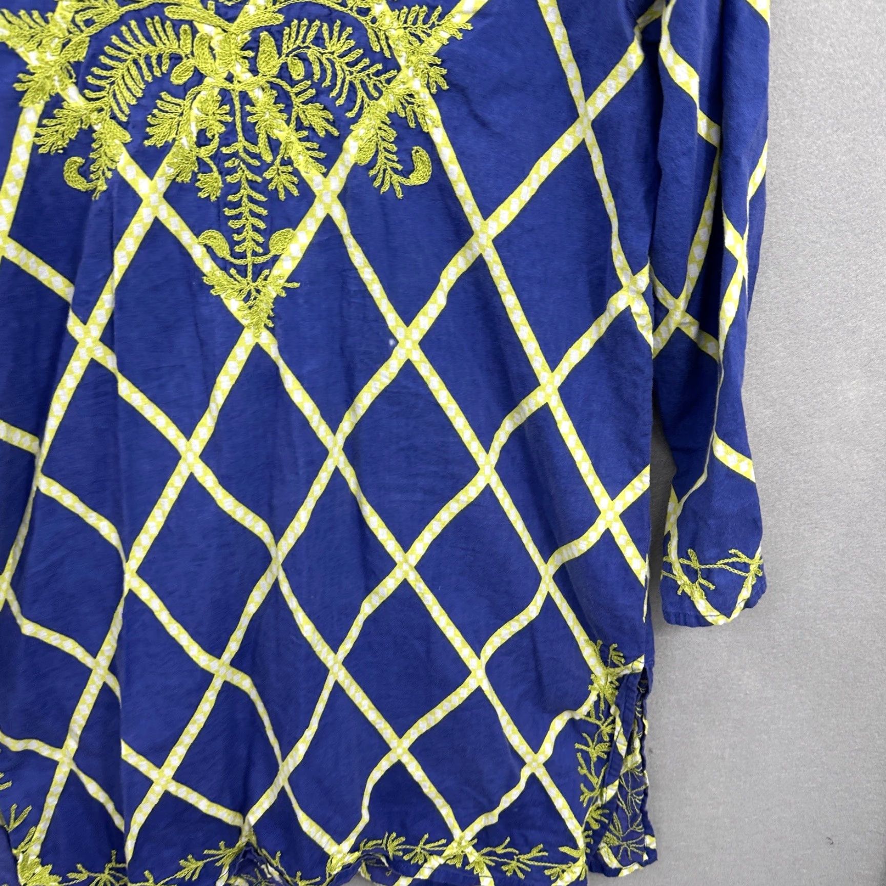 Vintage Roberta Roller Rabbit Blouse Womens S Blue Floral Quiet Luxury Peasant Tunic Shirt Womens S Blue Floral Peasant Tunic Size S / US 4 / IT 40 - 4 Thumbnail