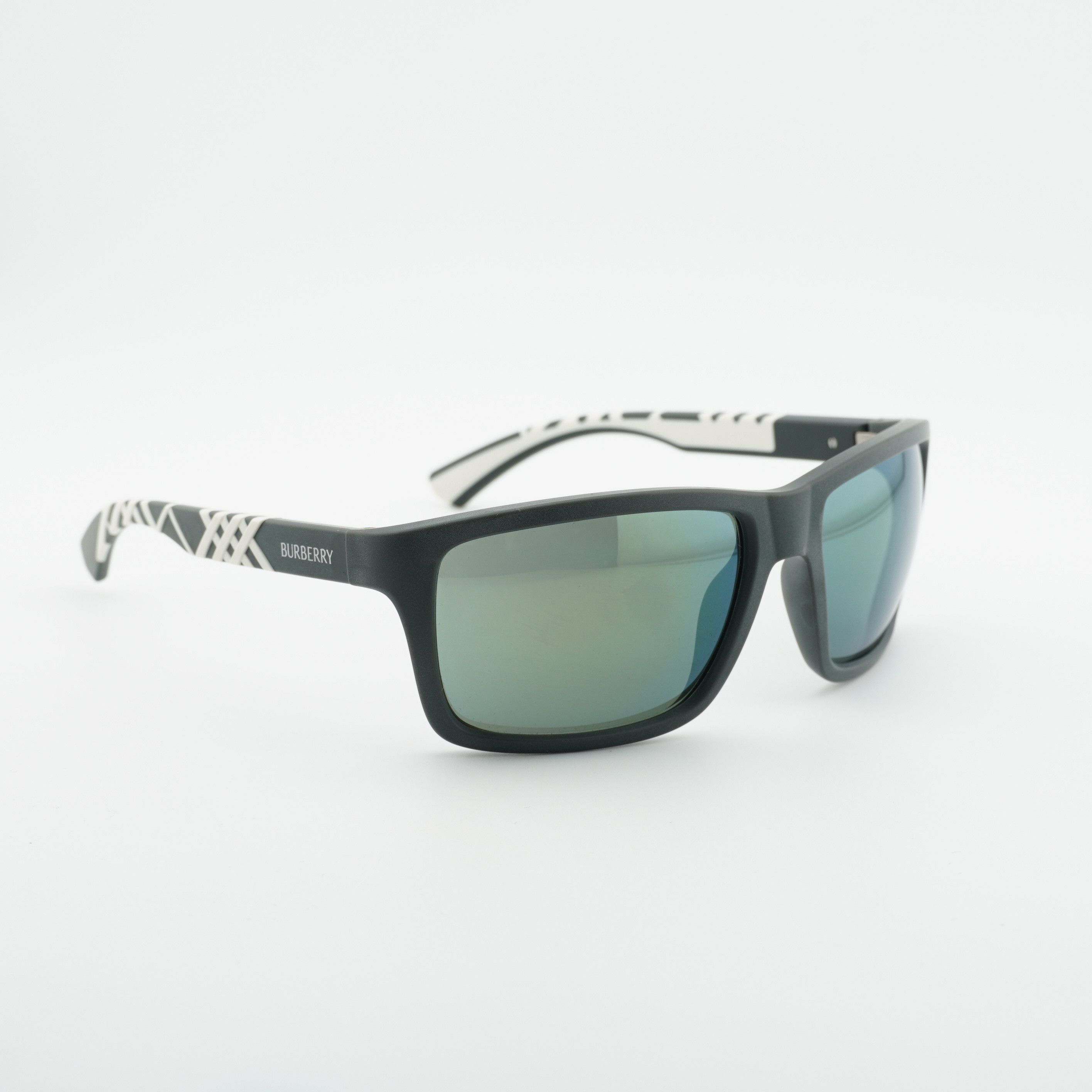 Burberry Burberry BE4483 42326R Sunglasses Green/White Rectangle Fram Size ONE SIZE - 6 Thumbnail