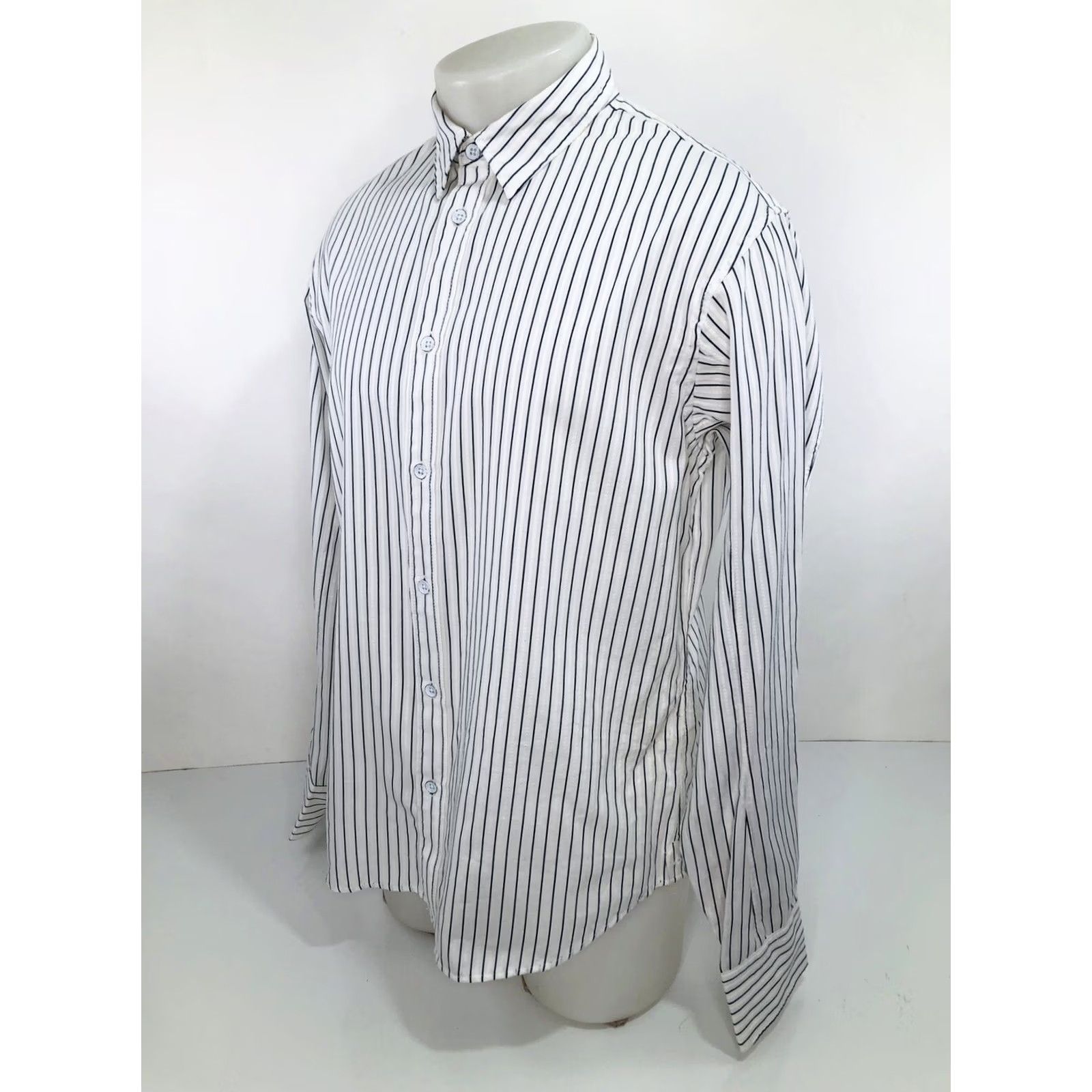 Rag & Bone rag & bone Shirt Mens L Textured Stripe Button-Up Long Sleeve White / Blue 90s B01 Size US L / EU 52-54 / 3 - 2 Thumbnail
