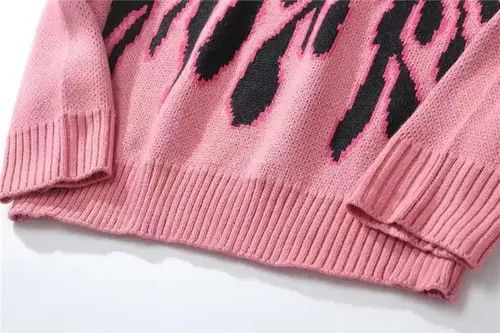 VIBE "Pink Flames" Oversized Knitted Sweater Sweatshirt Pullover Size US L / EU 52-54 / 3 - 2 Thumbnail