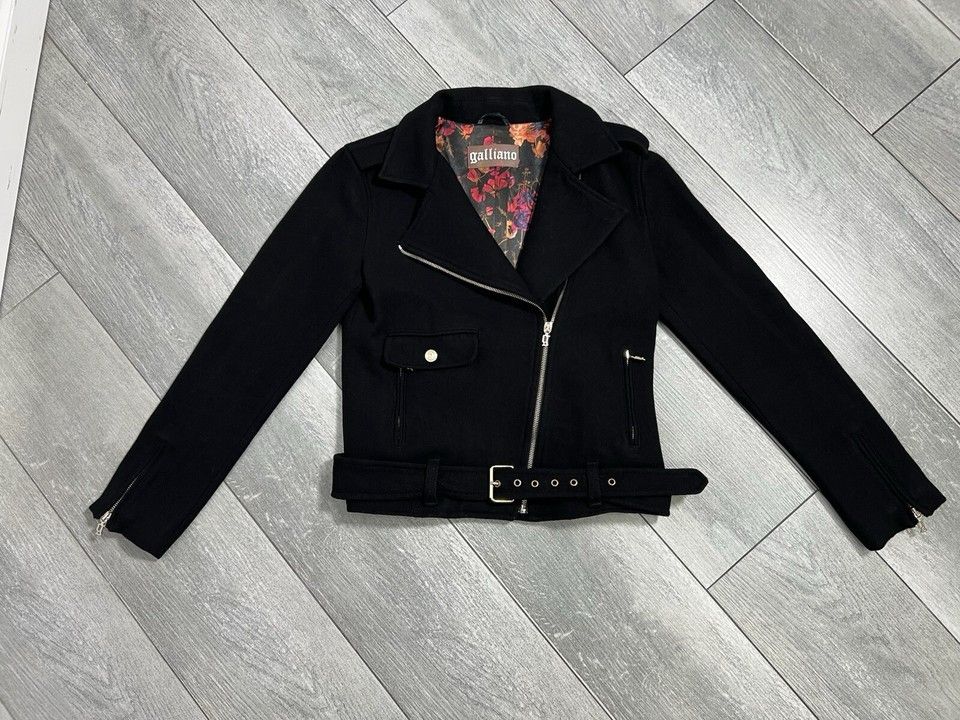 John Galliano Galliano Wool Blend Biker Jacket Black Size 28\42 Size M / US 6-8 / IT 42-44 - 9 Thumbnail
