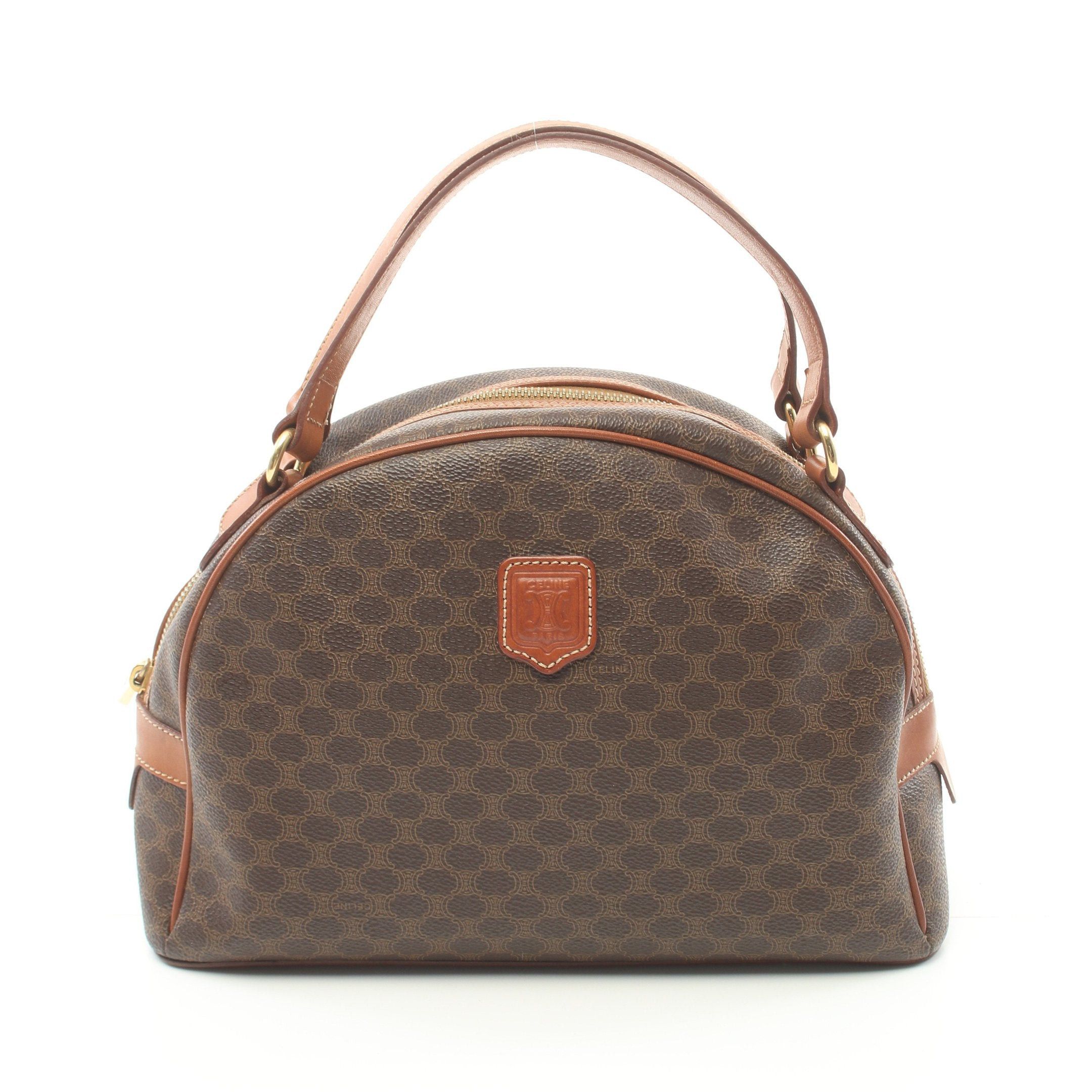 image of Celine Macadam Handbag Pvc Leather Dark Brown Brown, Women's