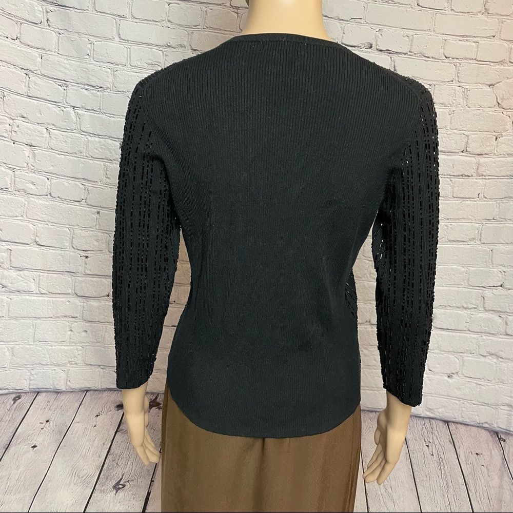 Other City Silk V-neck 3/4 Sleeve Beaded Black Sweater Size L Size L / US 10 / IT 46 - 6 Thumbnail