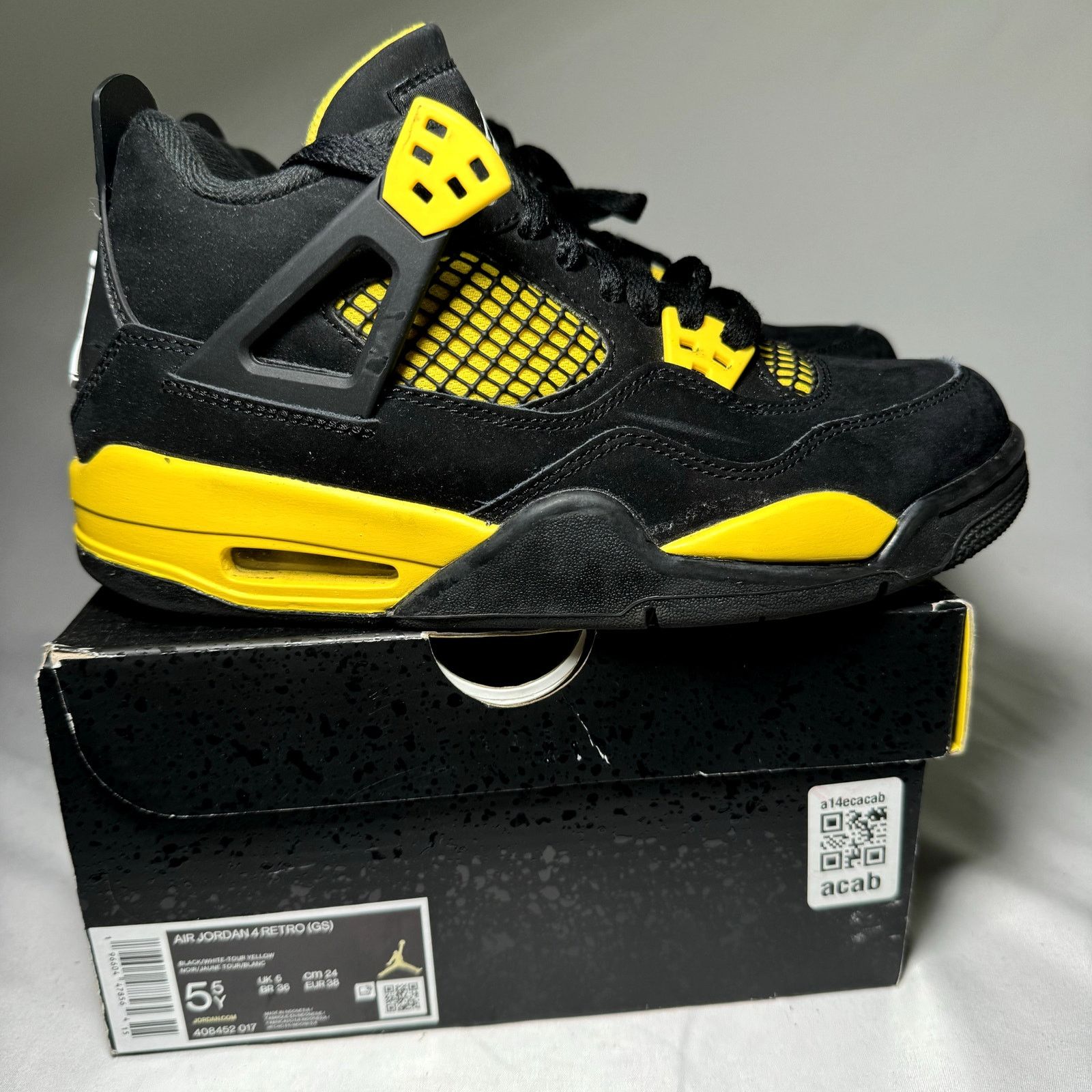 Jordan Brand × Nike Air Jordan 4 Retro GS Thunder 2023 Men's Shoes - Size 5.5 Size US 5.5 / EU 38 - 1 Thumbnail