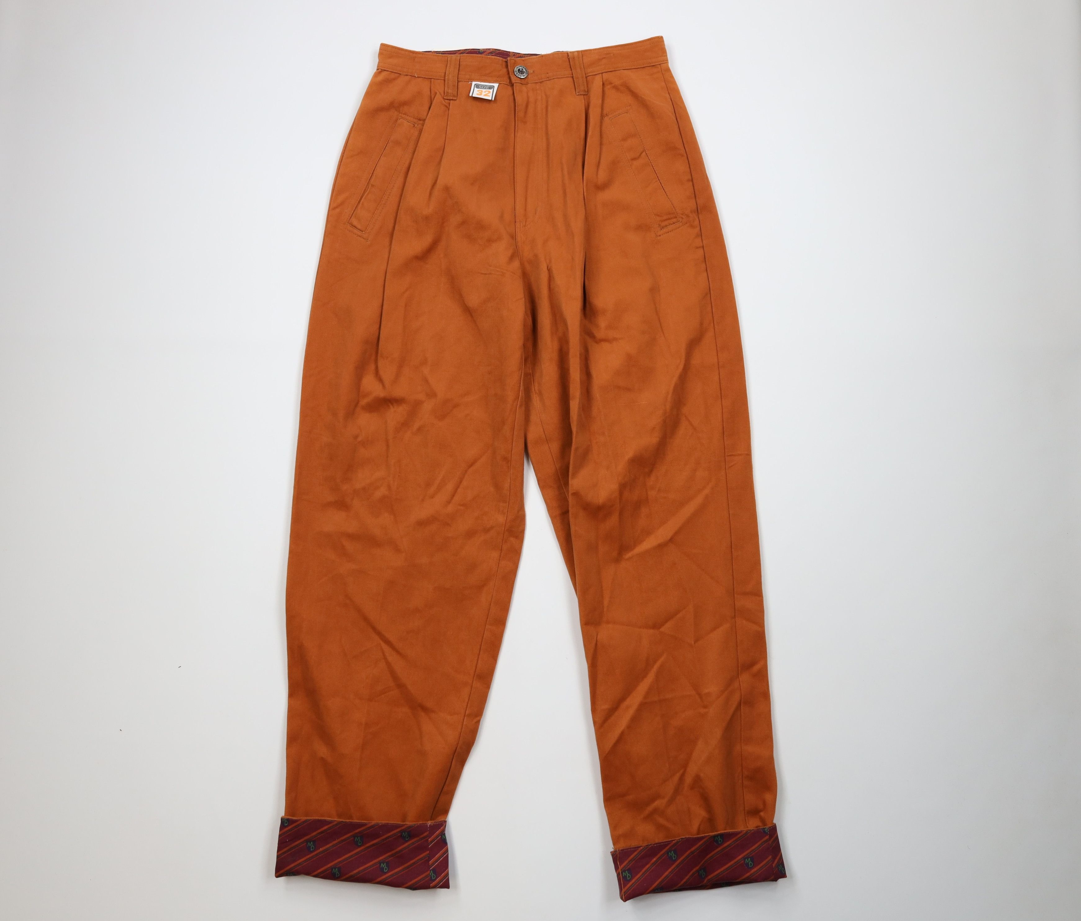 Vintage Deadstock Vintage 90s Streetwear Cuff Tapered Pants Orange Size US 32 / EU 48 - 1 Thumbnail