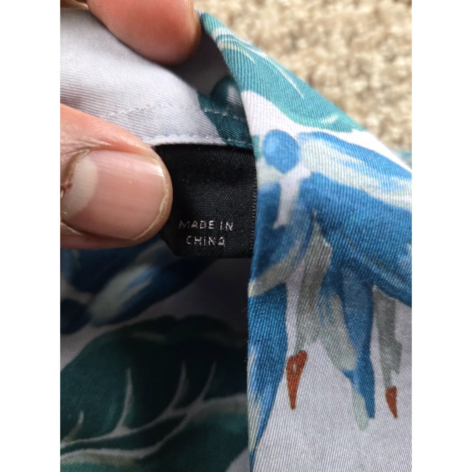 Allsaints All Saints Iris Shirt Mens M Blue Floral Short Sleeve Viscose Button Up Size US M / EU 48-50 / 2 - 5 Thumbnail