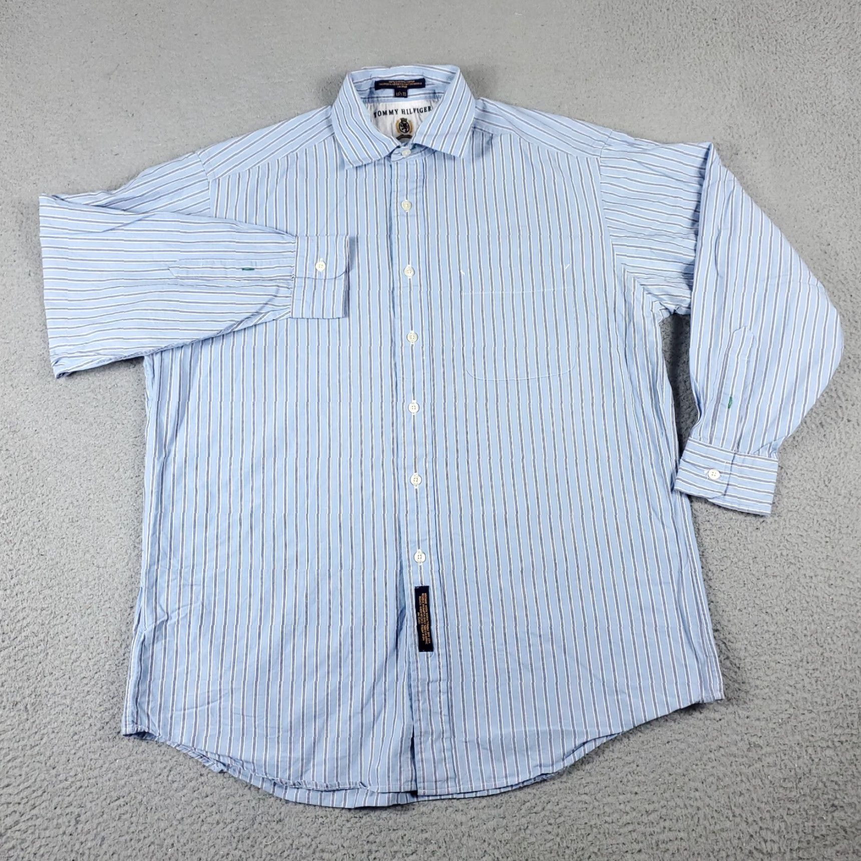 Tommy Hilfiger Tommy Hilfiger Shirt Mens 15.5 Blue Striped Dress Button Up Long Sleeve Size 40R - 2 Thumbnail