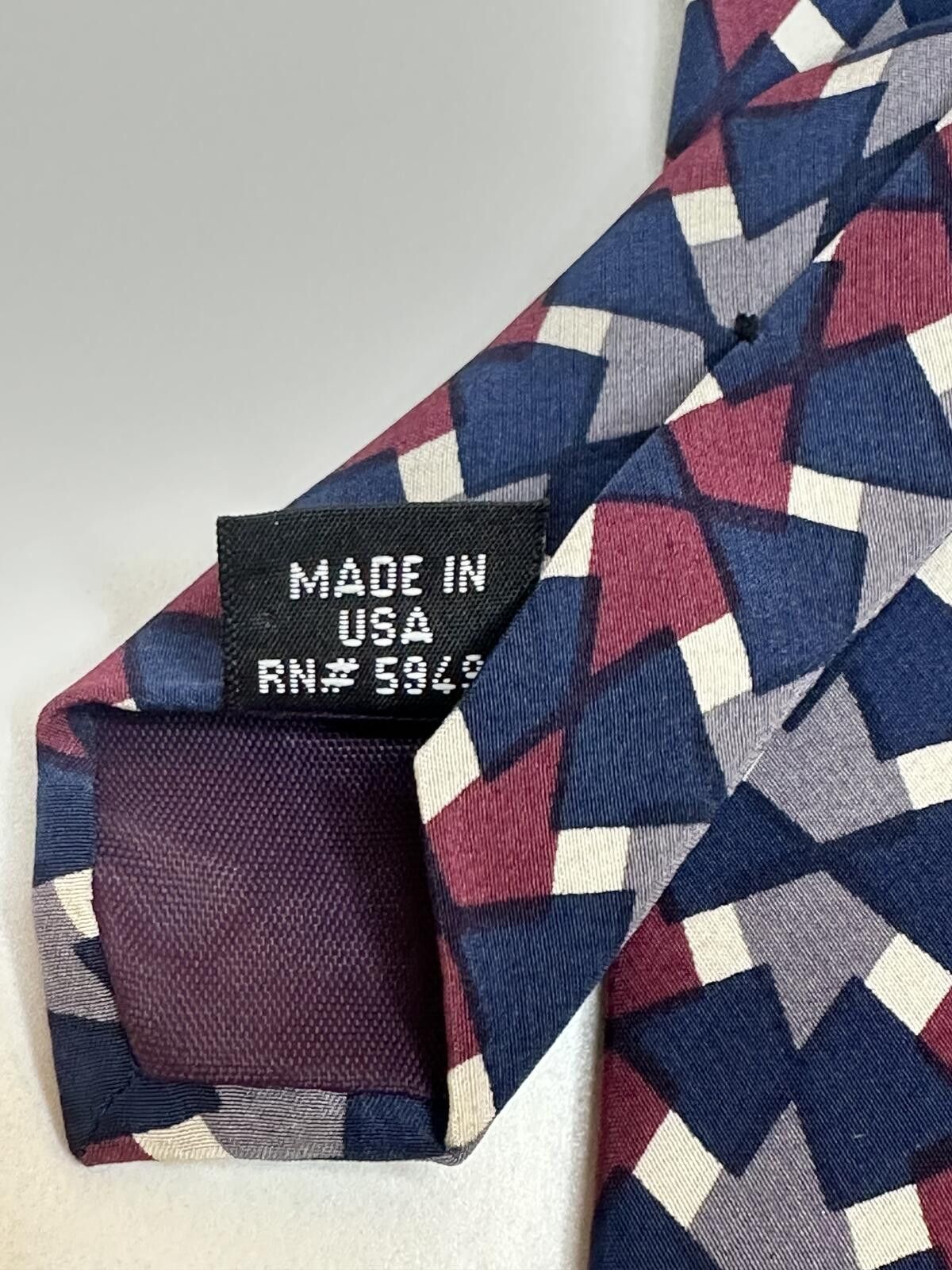 TED LAPIDUS Vintage Ted Lapidus 100% silk tie navy/burgundy/grey/cream Size ONE SIZE - 4 Thumbnail