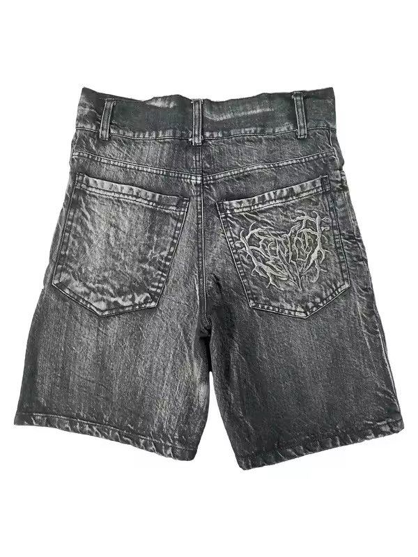 Other Washed Gothic Punk Patchwork Retro Y2k Gray Shorts Size US 33 - 2 Thumbnail