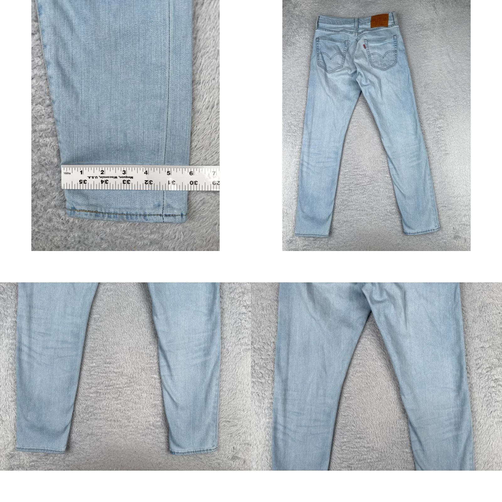 Levi's VINTAGE Levi's 512 Jeans Men 29x28 Blue Denim Light Wash 27x28 Slim/Stretch 5-Pocket Distressed Cotton Blend Cotton Brand: Levi's 500 Series Retro Size US 29 - 10 Thumbnail