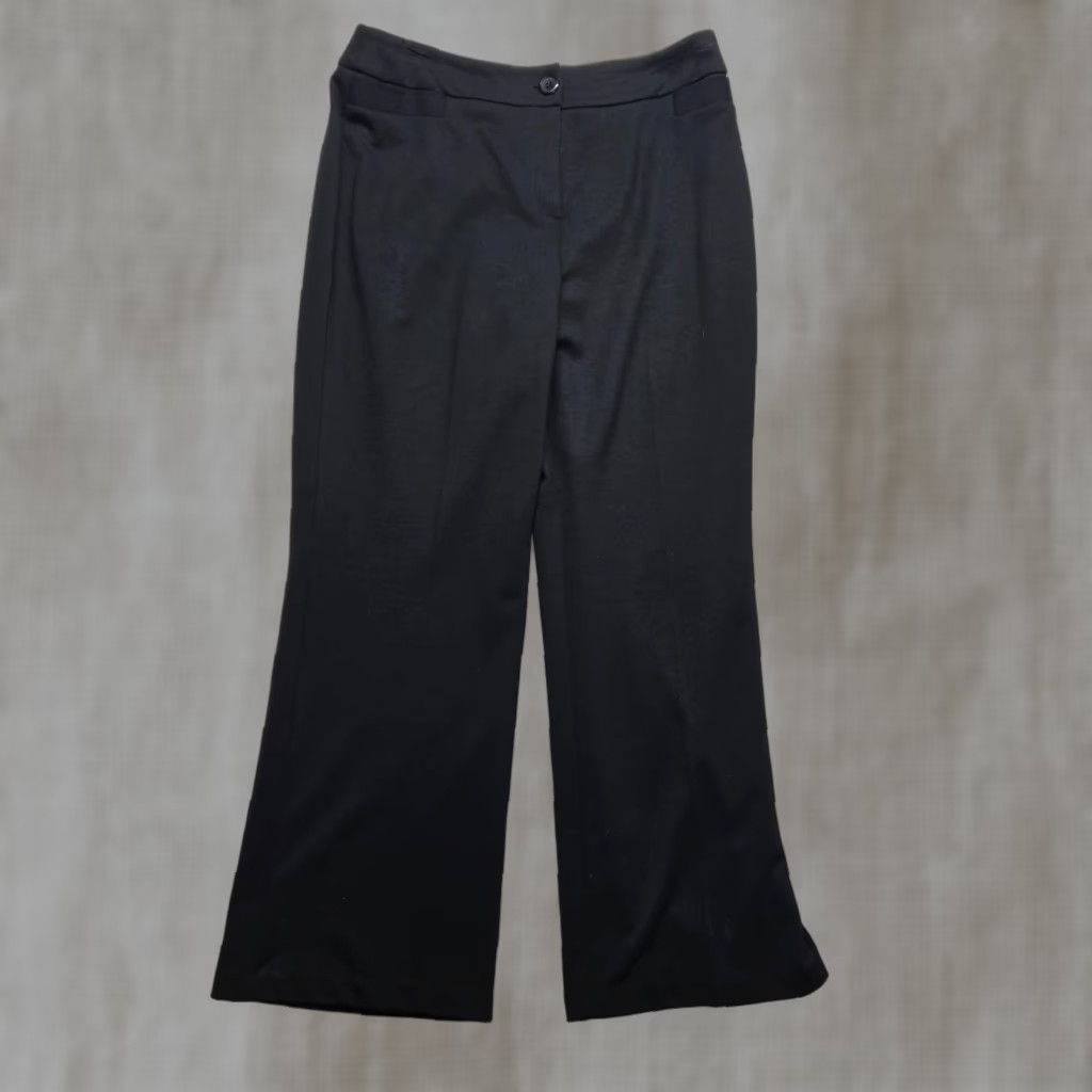 Vintage New York & Company Pants Black Elastic Waist Adult Women PL Petite Large Knit Flat Front Straight Inseam 29 in Dress Pants Size 36" / US 14 / IT 50 - 1 Thumbnail