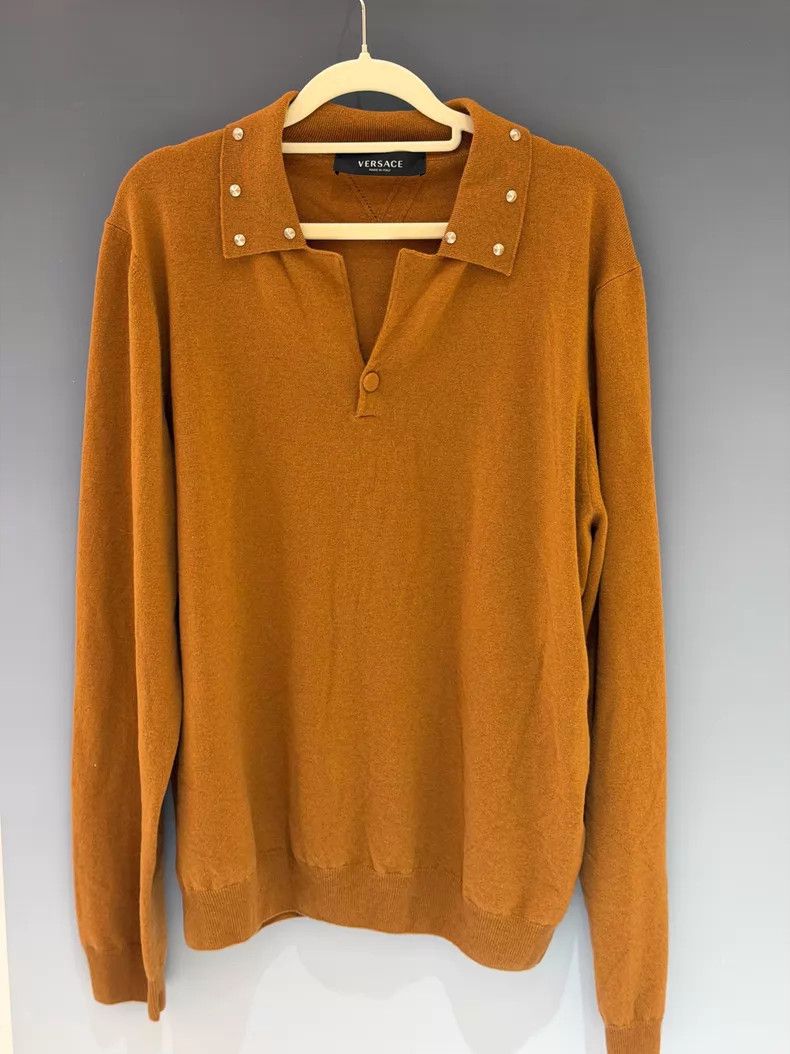 Versace Versace Solid color stud embellished knit with long sleev Size L / US 10 / IT 46 - 3 Thumbnail