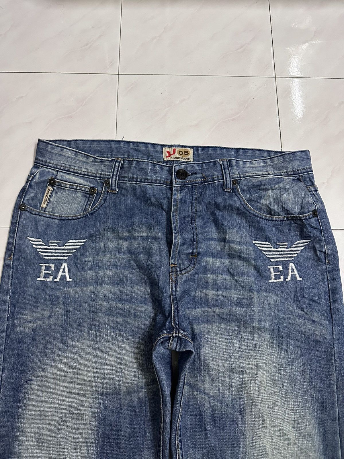Rick Owens 2000 Emporio Armani Baggy Embroidered Y2K Goa Lgb Jnco Jeans Size US 38 / EU 54 - 6 Thumbnail