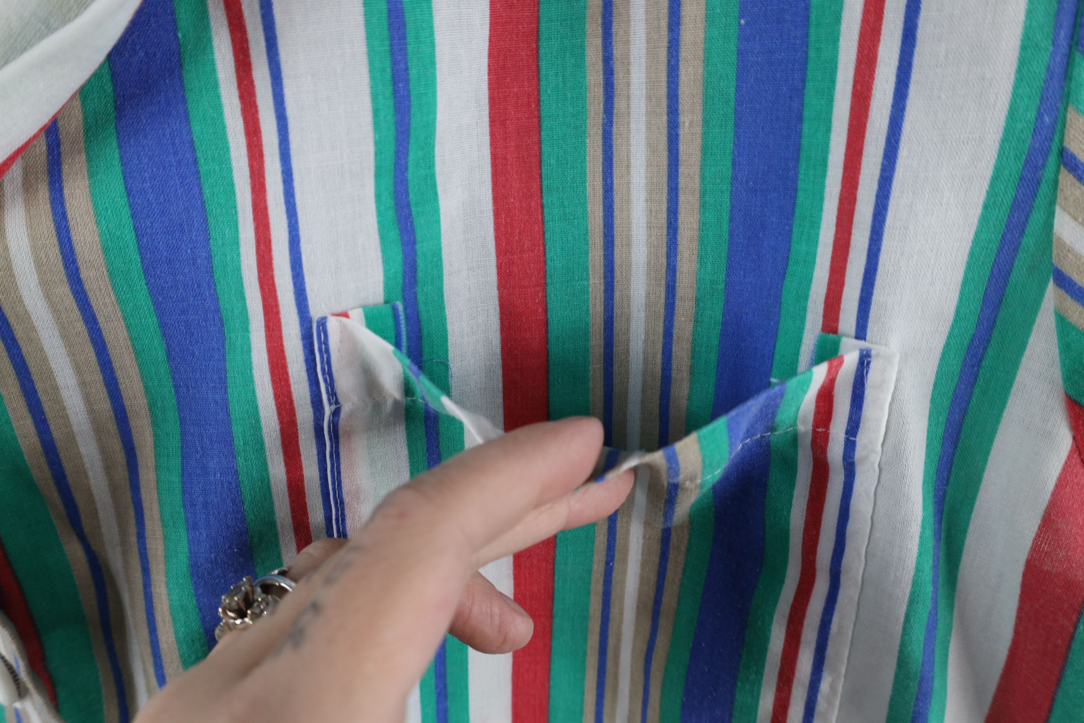 Vintage Vintage 90s Streetwear Striped Short Sleeve Button Shirt USA Size XL / US 12-14 / IT 48-50 - 4 Thumbnail