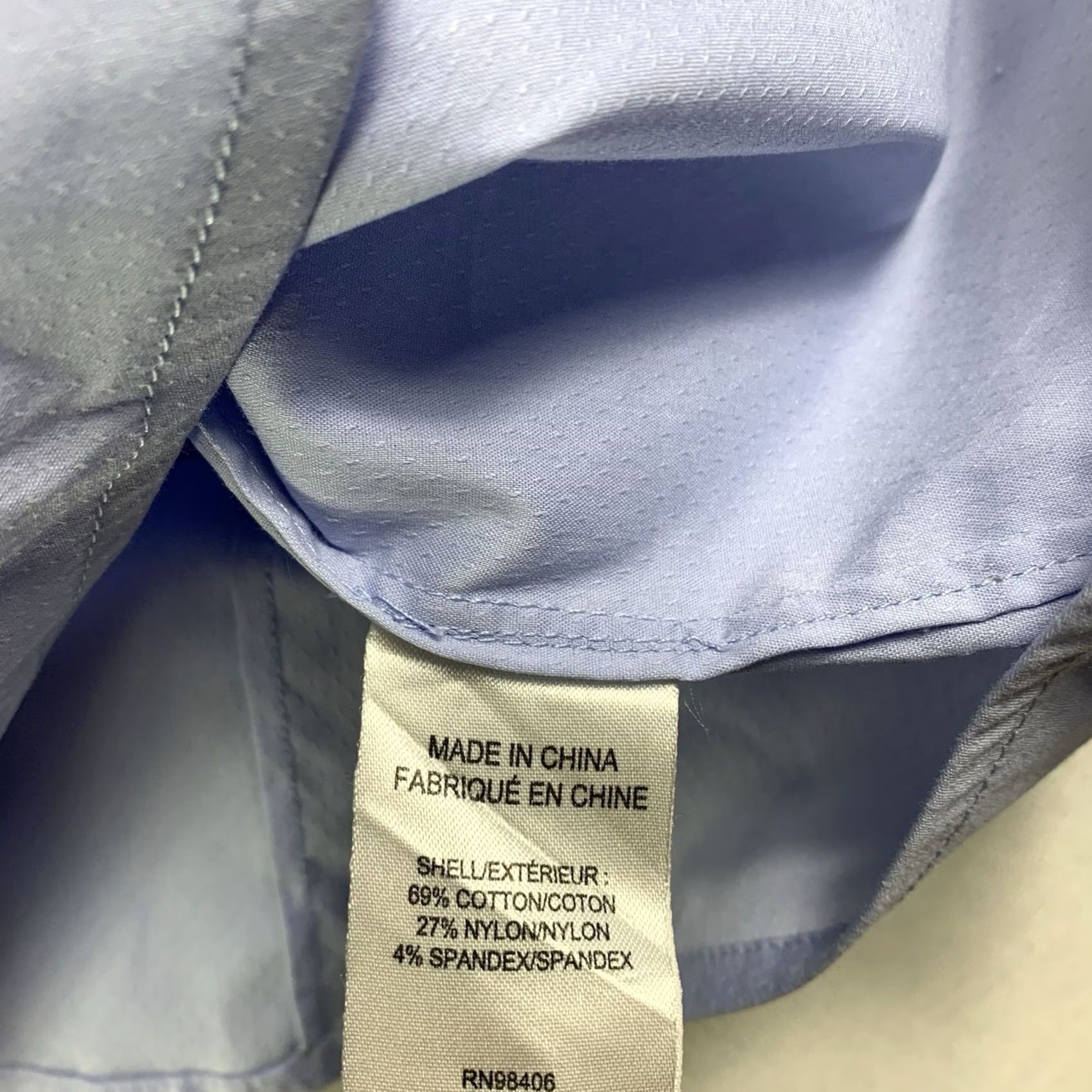 Theory Theory Button Up Shirt Mens 17L 34-35 Blue Long Sleeve Cotton Spandex Stretch Knit Nylon Cotton Blend Regular Collar Button-Front Brand Theory Mens Size US XL / EU 56 / 4 - 6 Thumbnail