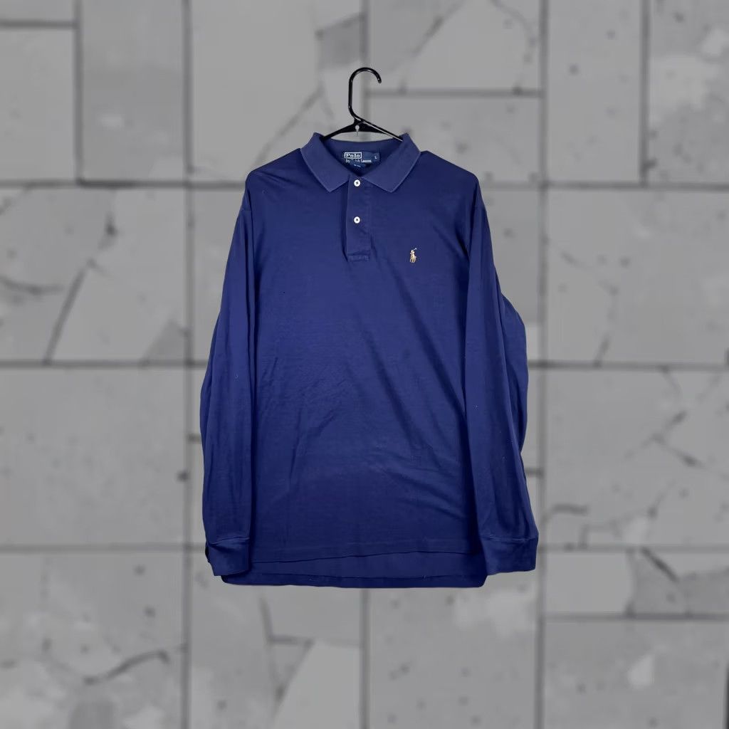 Polo Ralph Lauren Polo Ralph Lauren Mens Large Blue Pima Cotton Long Sleeve Polo Shirt Pony Logo Size US L / EU 52-54 / 3 - 1 Thumbnail