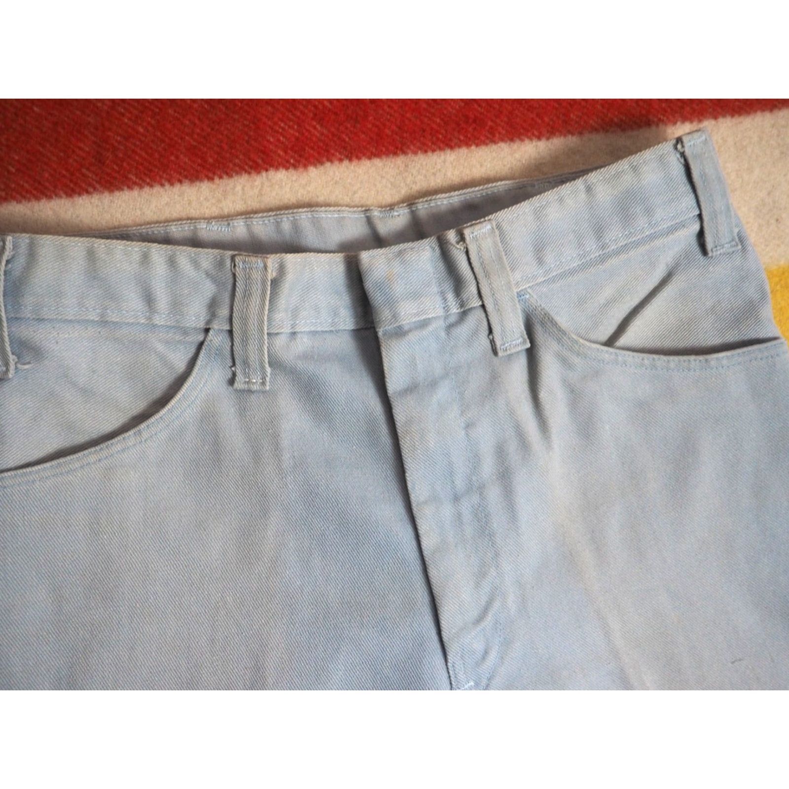 Dickies VTG Dickies Light Blue Gray Distressed 1970s Talon Chino Pants 29x26 Grunge Look Jeans/ Pants Mens Womens Size US 29 - 4 Thumbnail