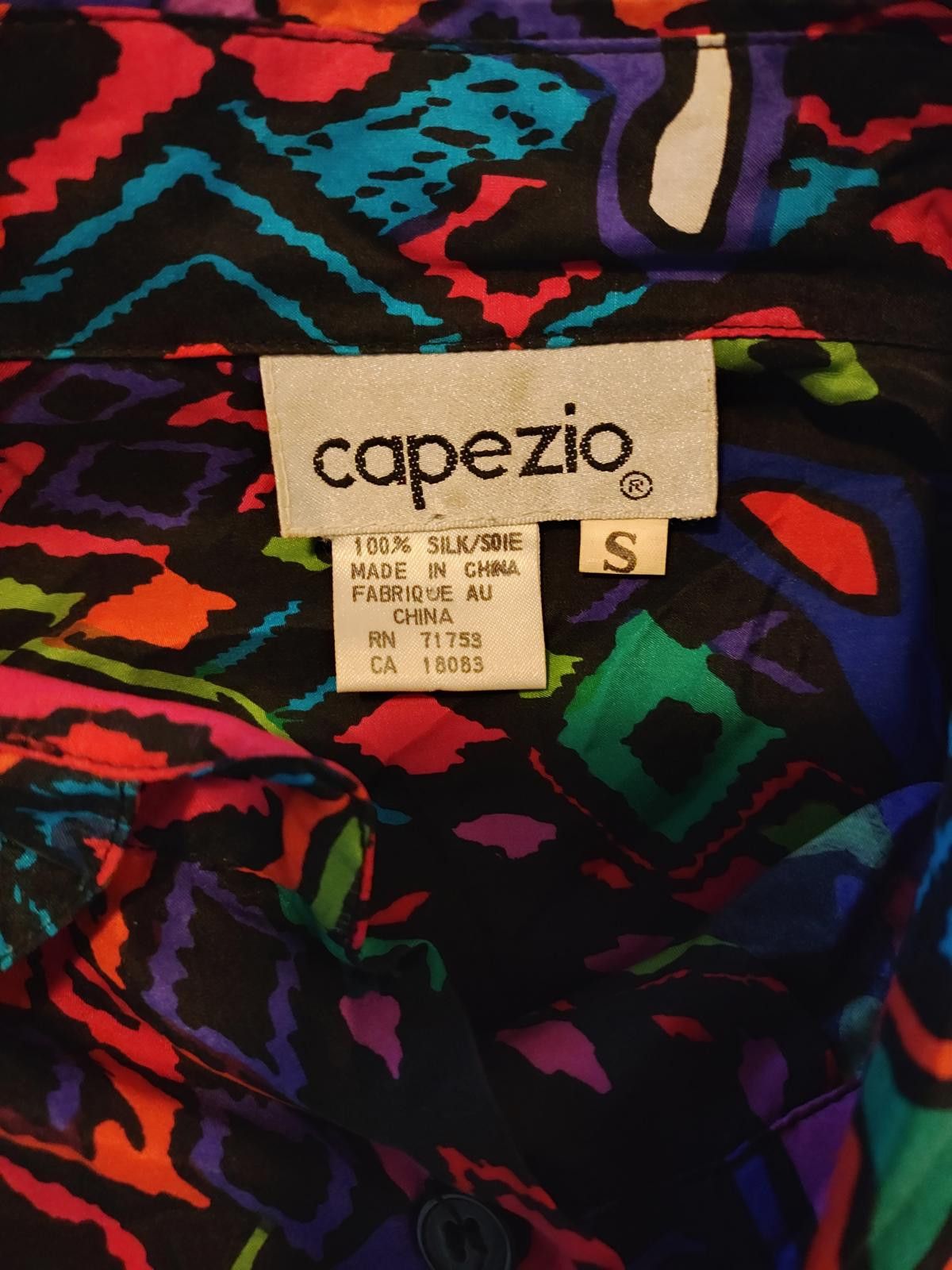 Other Capezio 100% Silk Multicolor Geometric Print Shirt Size S Size S / US 4 / IT 40 - 7 Thumbnail